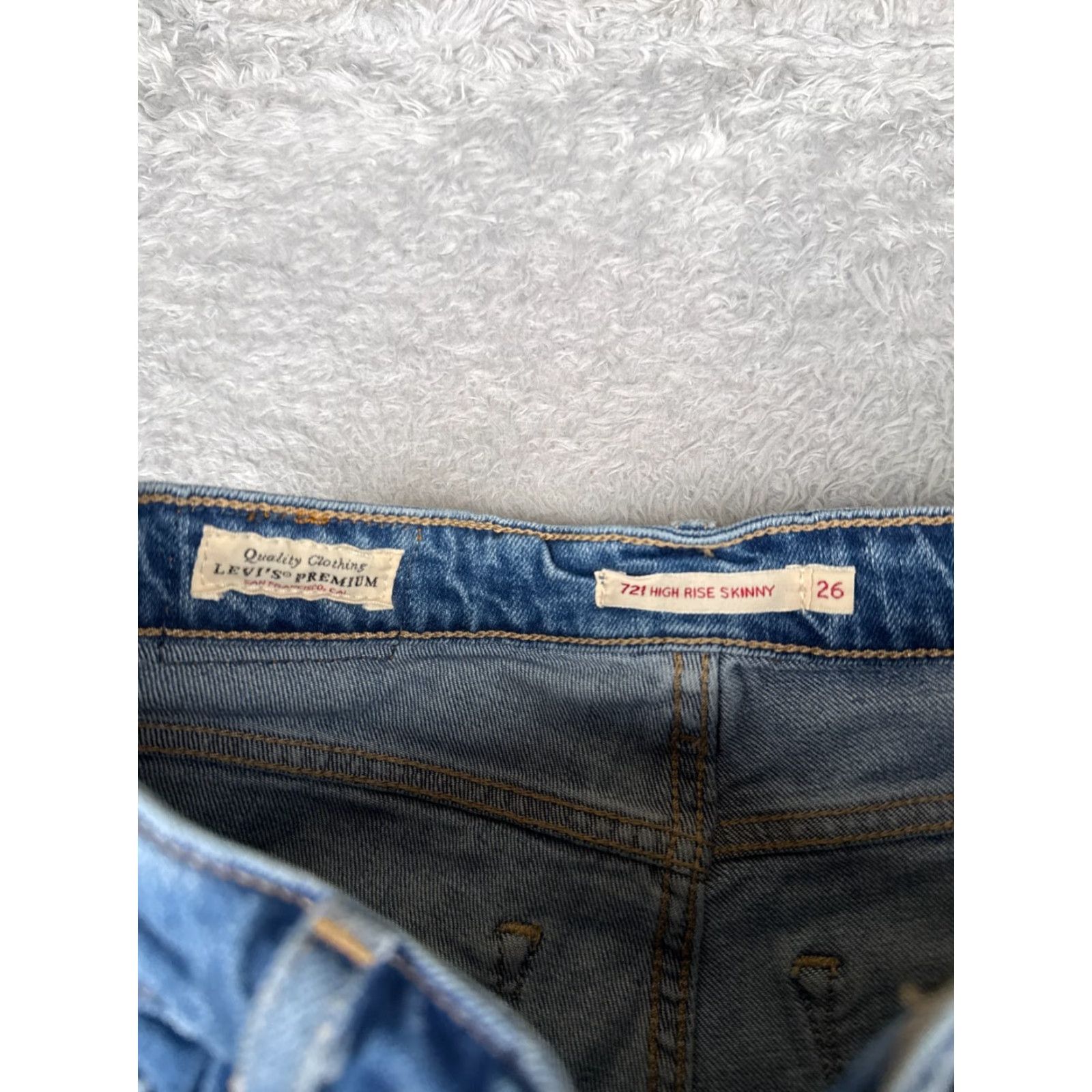 Levi's Levi's Women's 26 Blue Denim Skinny Jeans High Rise Distressed 5-Pocket Regular Fit Retro 721 Size 26" / US 2 / IT 38 - 6 Thumbnail