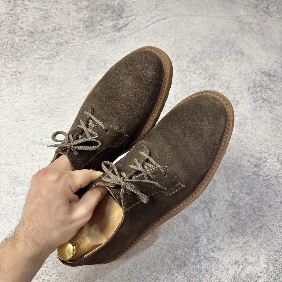 Designer × Handmade Gordon&Bros Mens Brown Suede Derbies US9 UK8 EU42 Size US 9 / EU 42 - 12 Thumbnail