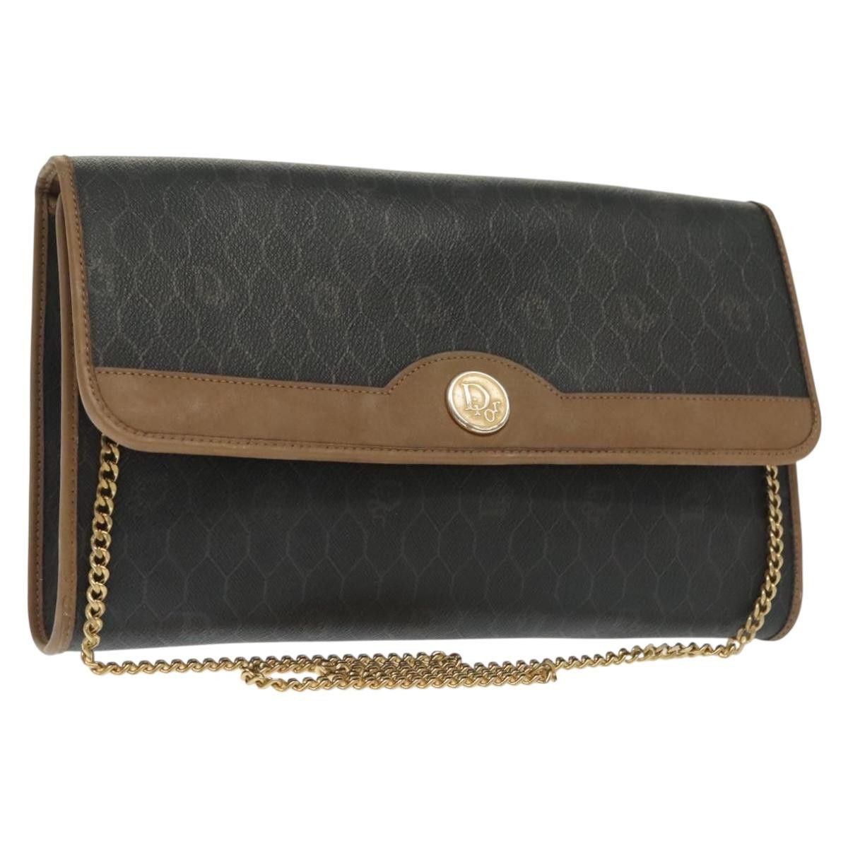 Dior DIOR Honeycomb Canvas Chain Shoulder Bag Pvc Black Gold Size ONE SIZE - 1 Thumbnail