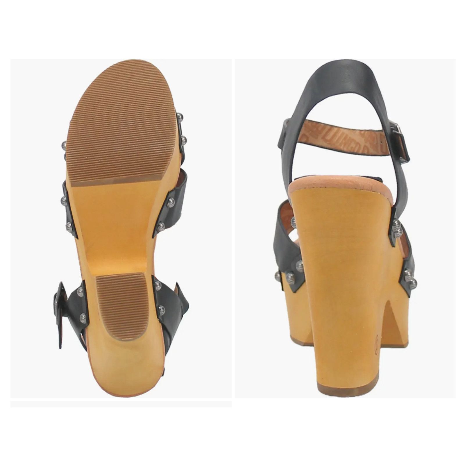 Dingo1969 DINGO - RETRO 70'S WOODSTOCK BLACK STRAP PLATFORM SANDALS Size US 7.5 / IT 37.5 - 4 Thumbnail