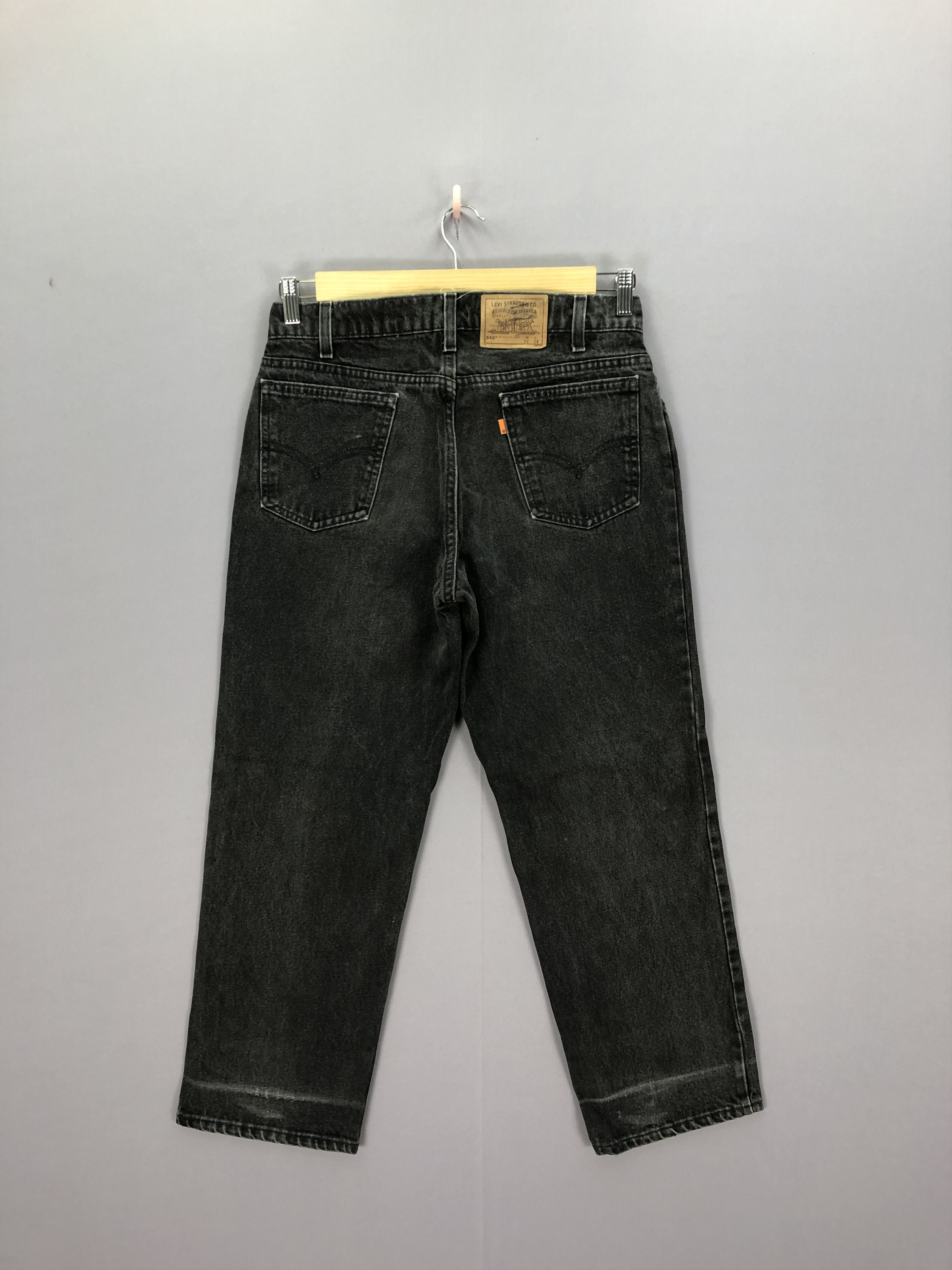 Jean Vintage Levis 550 Orange Tab Jeans Levi's Super Black Denim Size US 30 / EU 46 - 4 Thumbnail