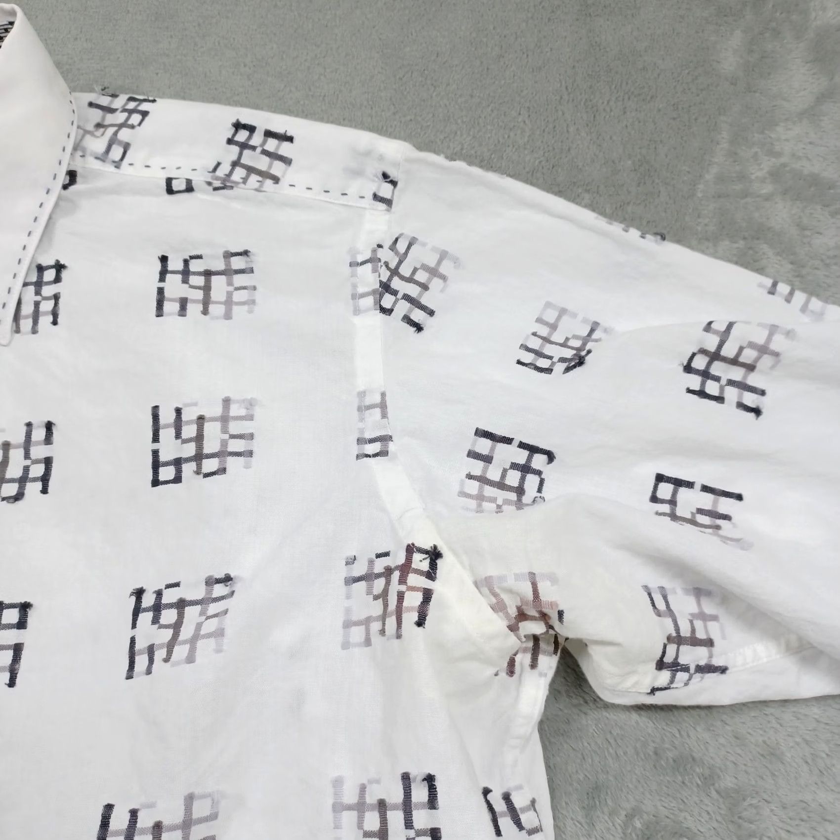 BUGATCHI Bugatchi Uomo Shirt Large White Geometric Button Up Preppy Mens Size US L / EU 52-54 / 3 - 3 Thumbnail