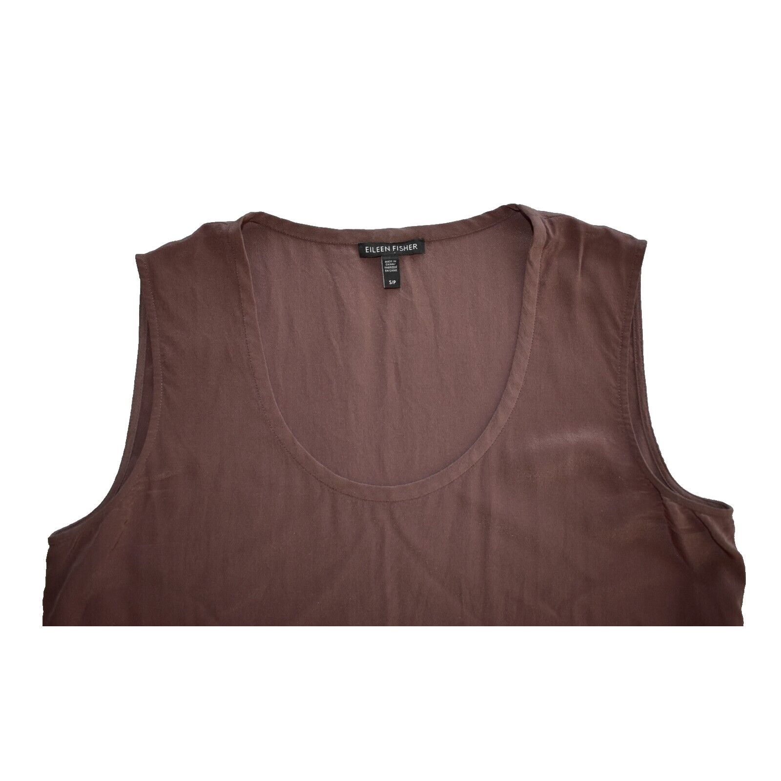 Eileen Fisher EILEEN FISHER Purple-Brown 100% Silk Sleeveless Top Size S Size S / US 4 / IT 40 - 4 Thumbnail