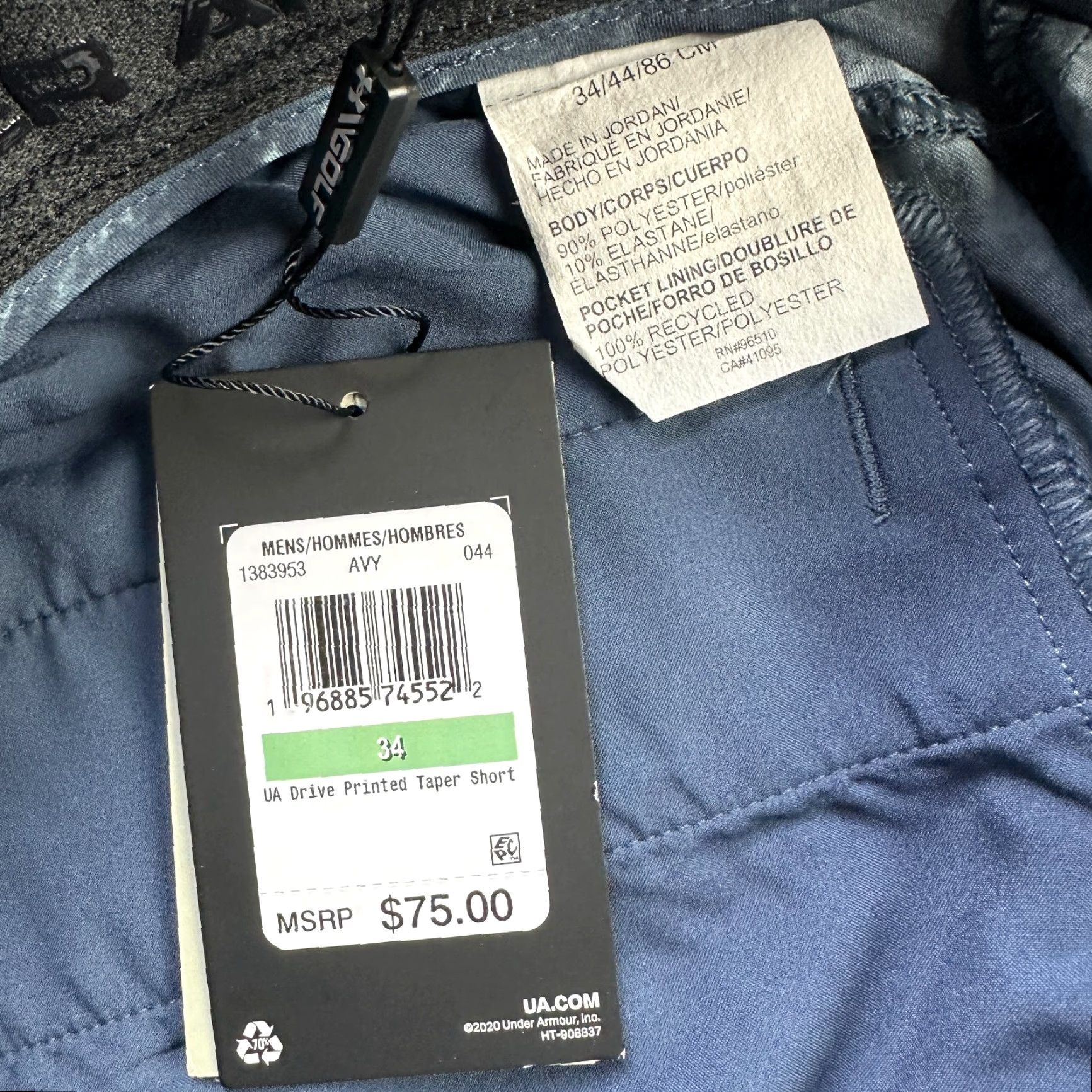 Under Armour Under Armour Shorts Mens 34 Blue Printed All Over Print Performance Golf Chino Casual Mens 34 Blue Logo Pockets Size US 34 / EU 50 - 5 Thumbnail
