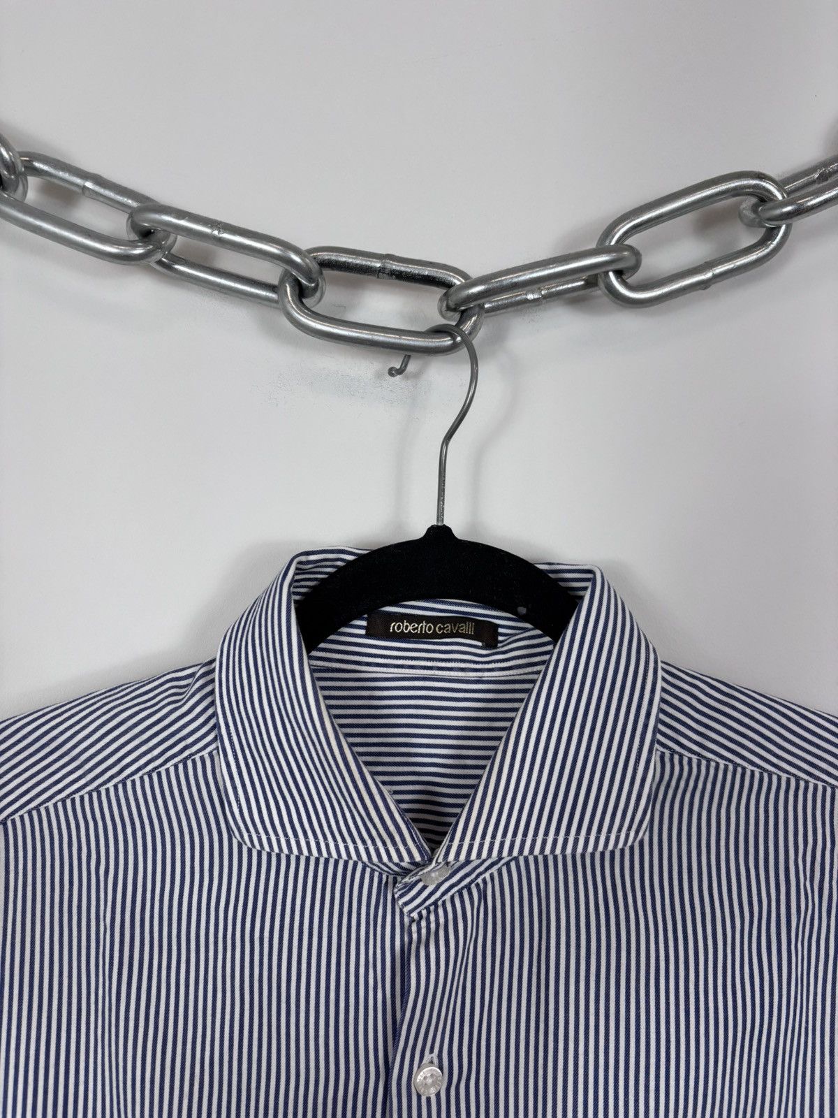 Roberto Cavalli Roberto Cavalli Men’s Striped Button Up Long Sleeve Shirt Size US L / EU 52-54 / 3 - 3 Thumbnail