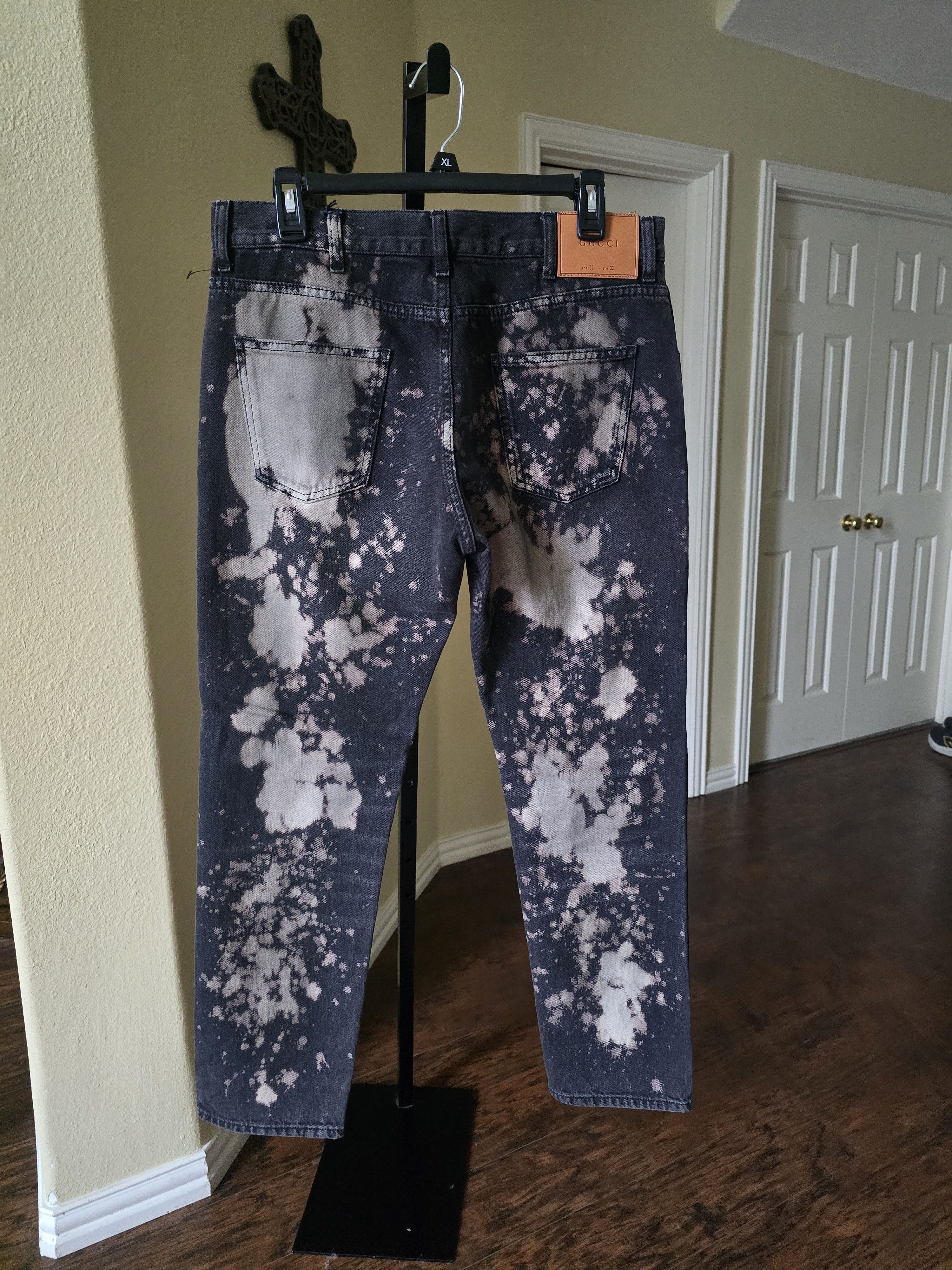 Gucci Gucci Bleached Black Denim Jeans/Beige Splatter Size 33 NWT Size US 33 - 4 Thumbnail