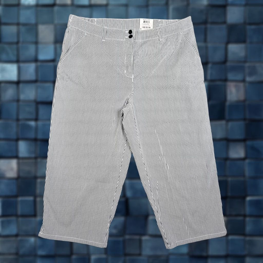Vintage Karen Scott Women Capri Pants Striped Blue White Chambray 16 Regular Size NEW Size 38" / US 16 / IT 52 - 1 Thumbnail