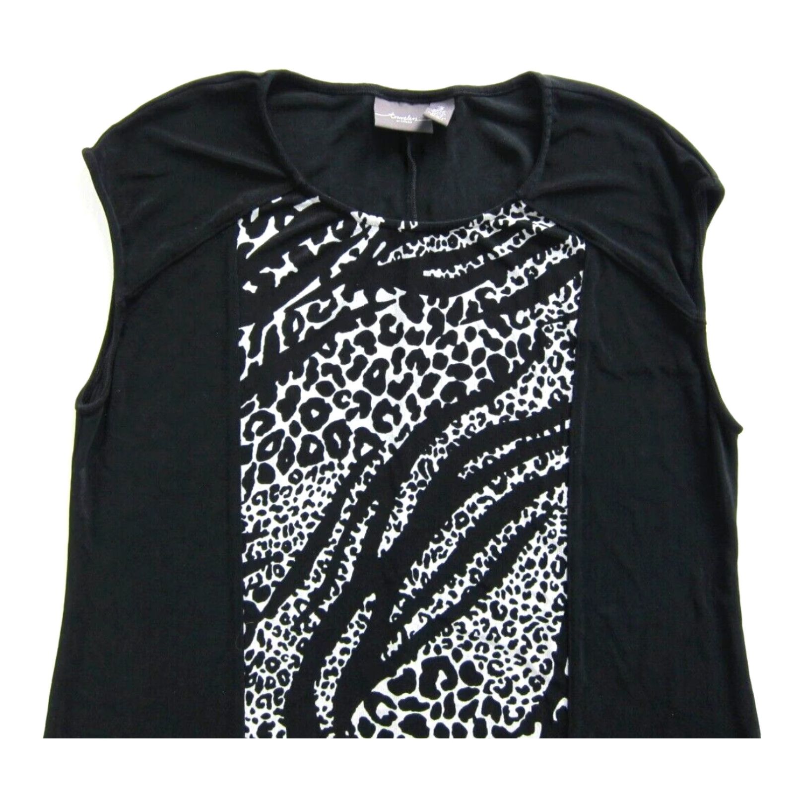 Vintage Chico's Travelers Black Cheetah Print Stretch Cap Tunic Sleeve Shift Dress XL Women Size XL / US 12-14 / IT 48-50 - 3 Thumbnail
