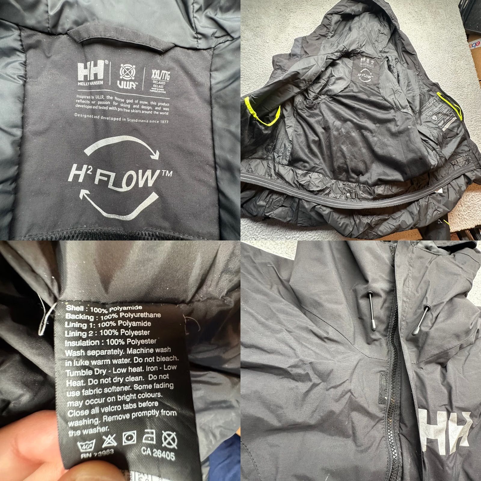 Helly Hansen Helly Hansen H2Flow Tech Performance Primaloft Recco Shell Jacket Mens XXL Black Hooded Full Zip Waterproof Breathable Insulated Outdoor Size US XXL / EU 58 / 5 - 8 Thumbnail