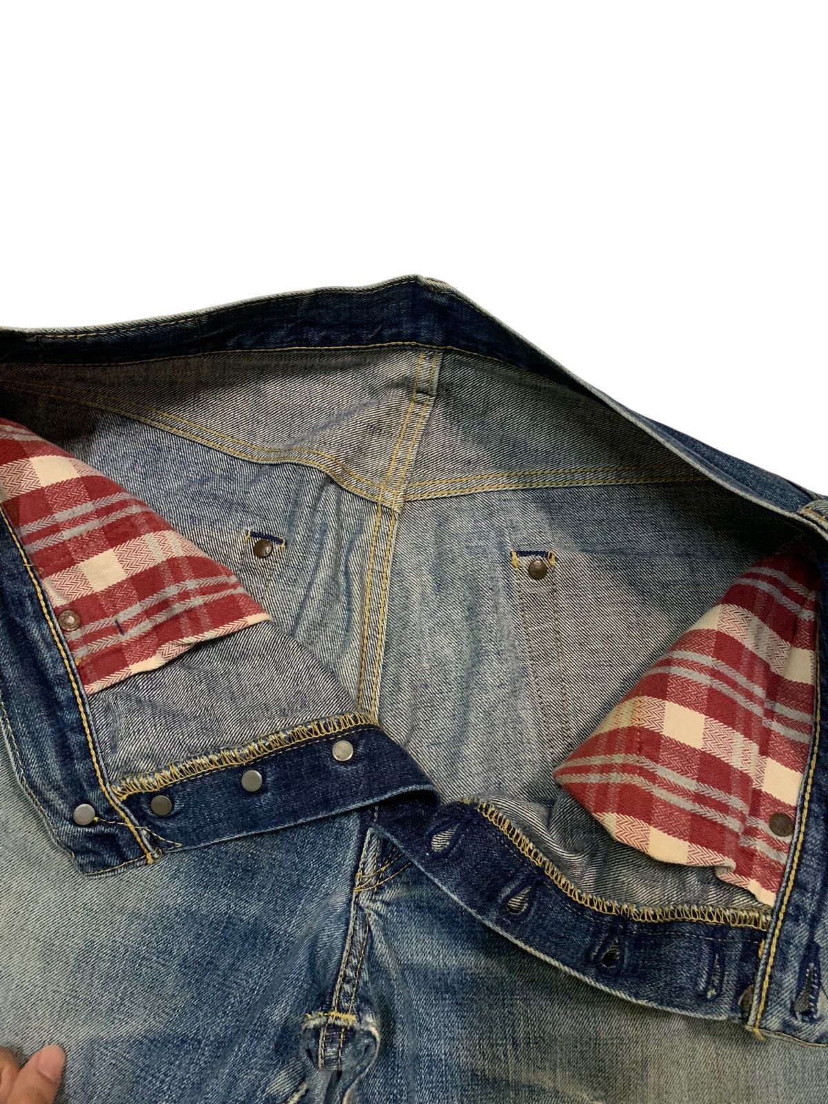 Kapital VINTAGE KAMAKURA SELVEDGE FADED JAPANESE DISTRESSED DENIM Size US 33 - 15 Thumbnail