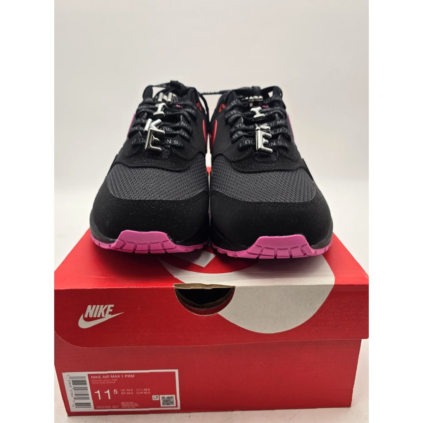 Nike Nike Air Max 1 PRM Shoes Mens 11.5 Black Pink Low Top Sneaker HV2302 001 Size US L / EU 52-54 / 3 - 3 Thumbnail