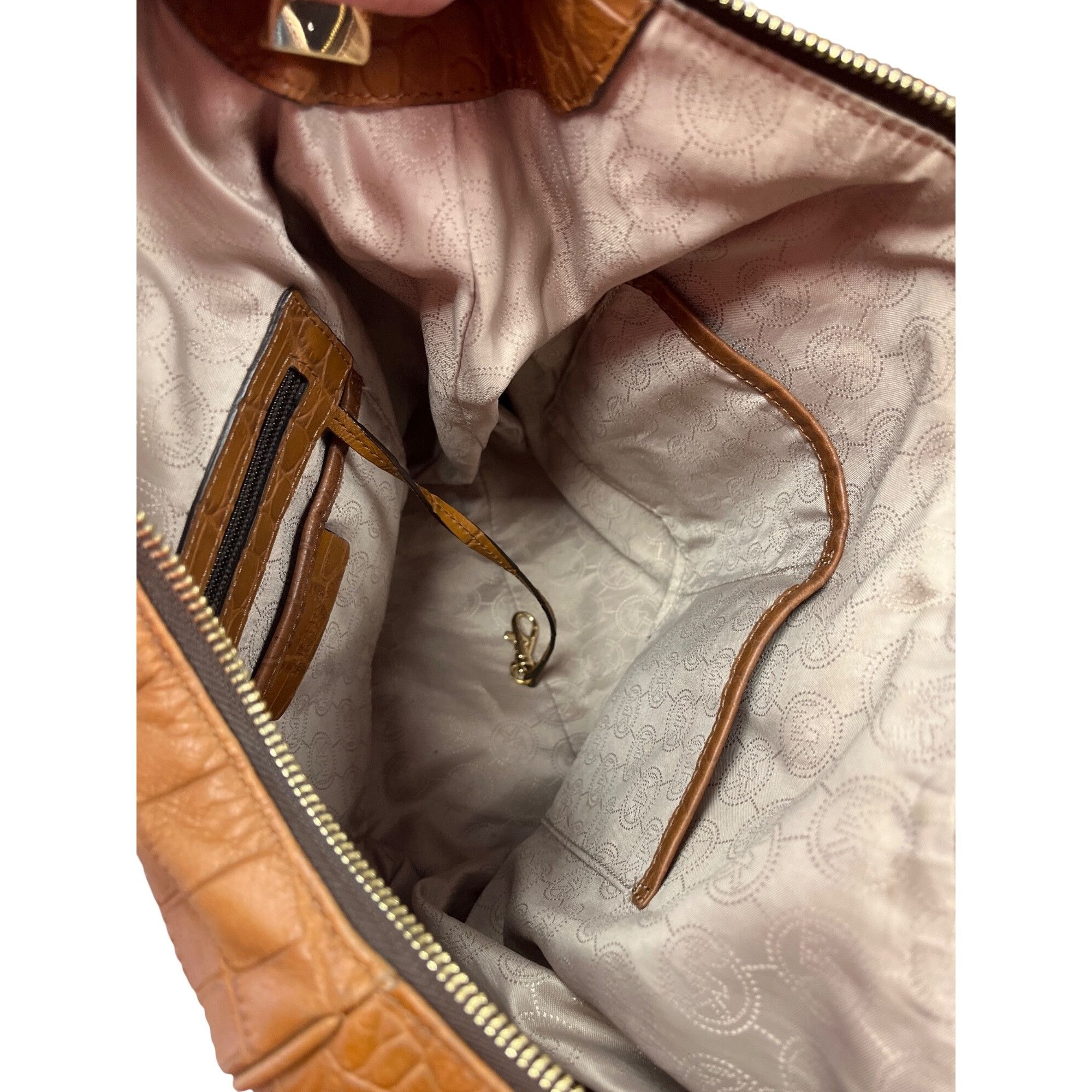Michael Kors Michael Kors wms brown croc embossed leather shoulder hobo b Size ONE SIZE - 9 Thumbnail