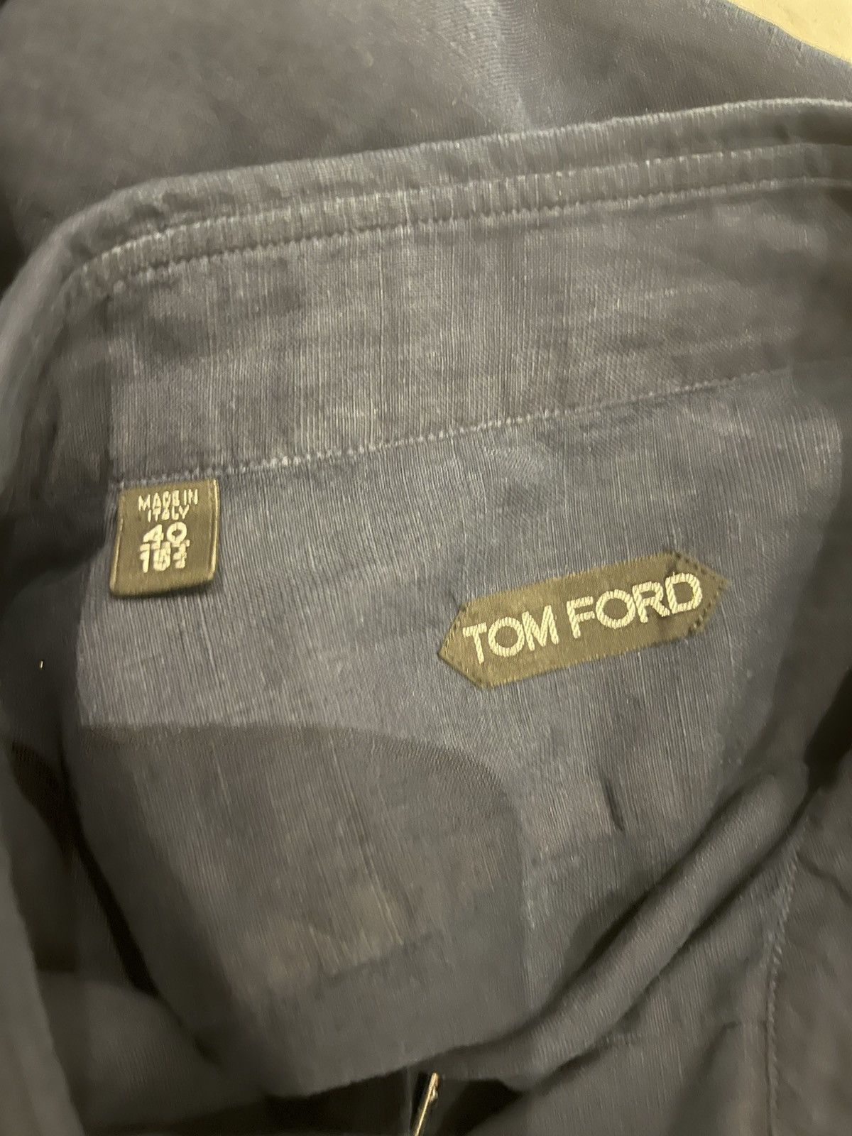 Tom Ford Tom ford linen navy medium 15/5 40 dress shirt Size US M / EU 48-50 / 2 - 9 Thumbnail