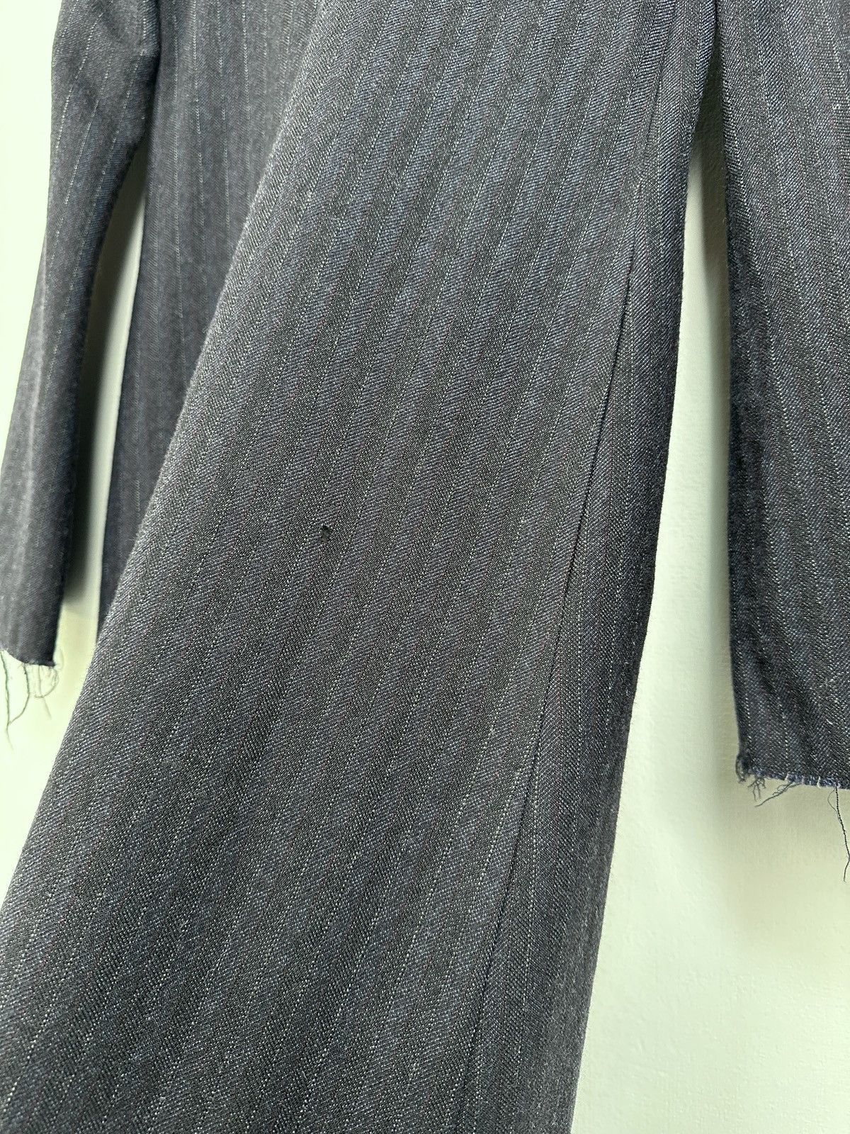 Maison Margiela FW17 Maison Margiela Navy Pinstripe Wool Dress Frayed Detail Size XS / US 0-2 / IT 36-38 - 13 Thumbnail