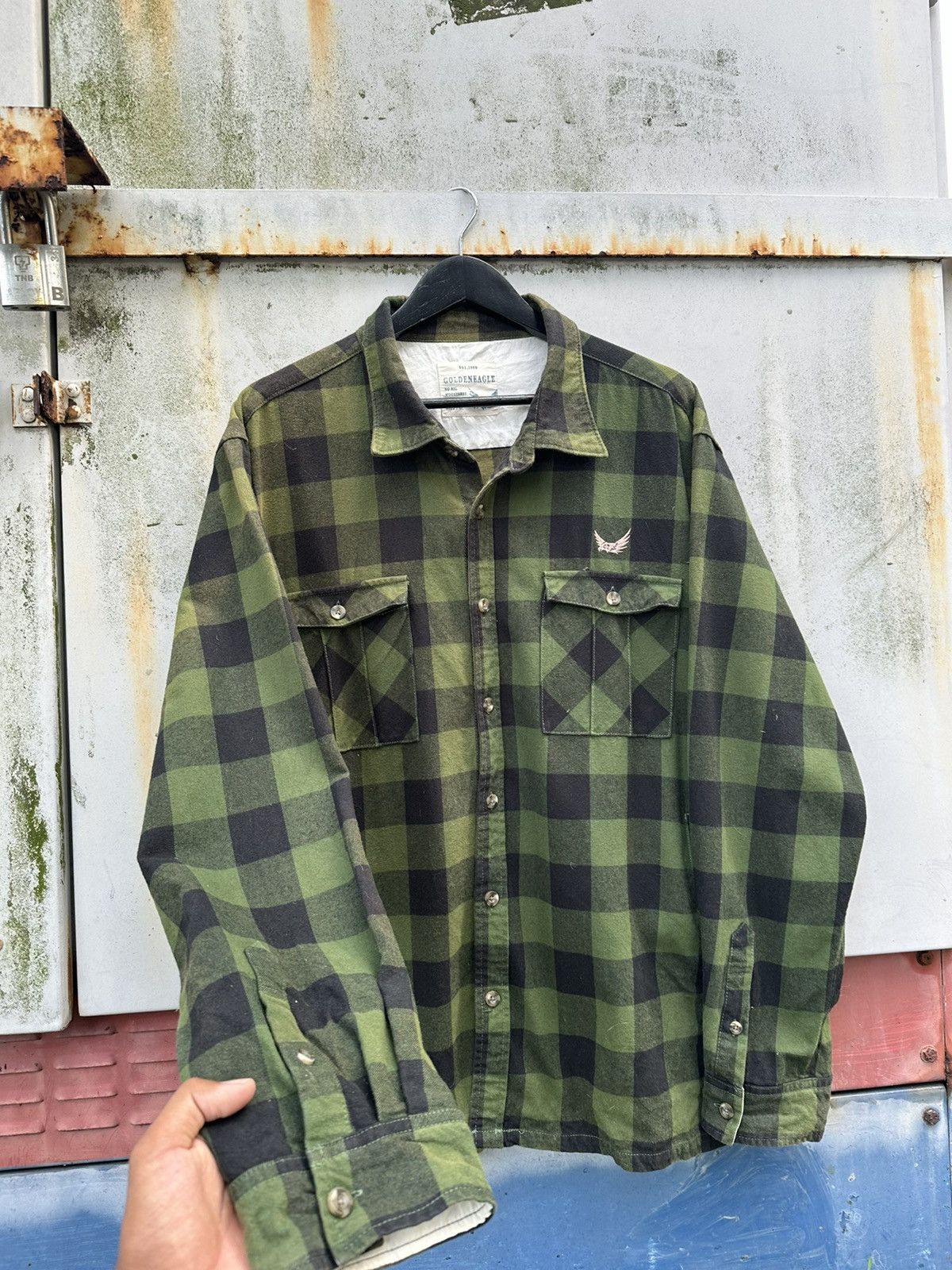 Vintage Faded Golden Eagle Oversized Long Sleeves Flannels