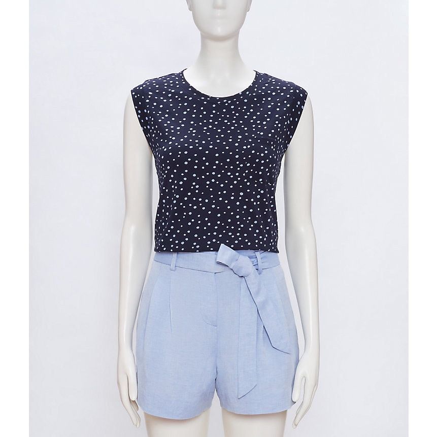Ann Taylor Ann Taylor LOFT Dotted Pocket Tank - Navy with White Accents Size S / US 4 / IT 40 - 2 Thumbnail