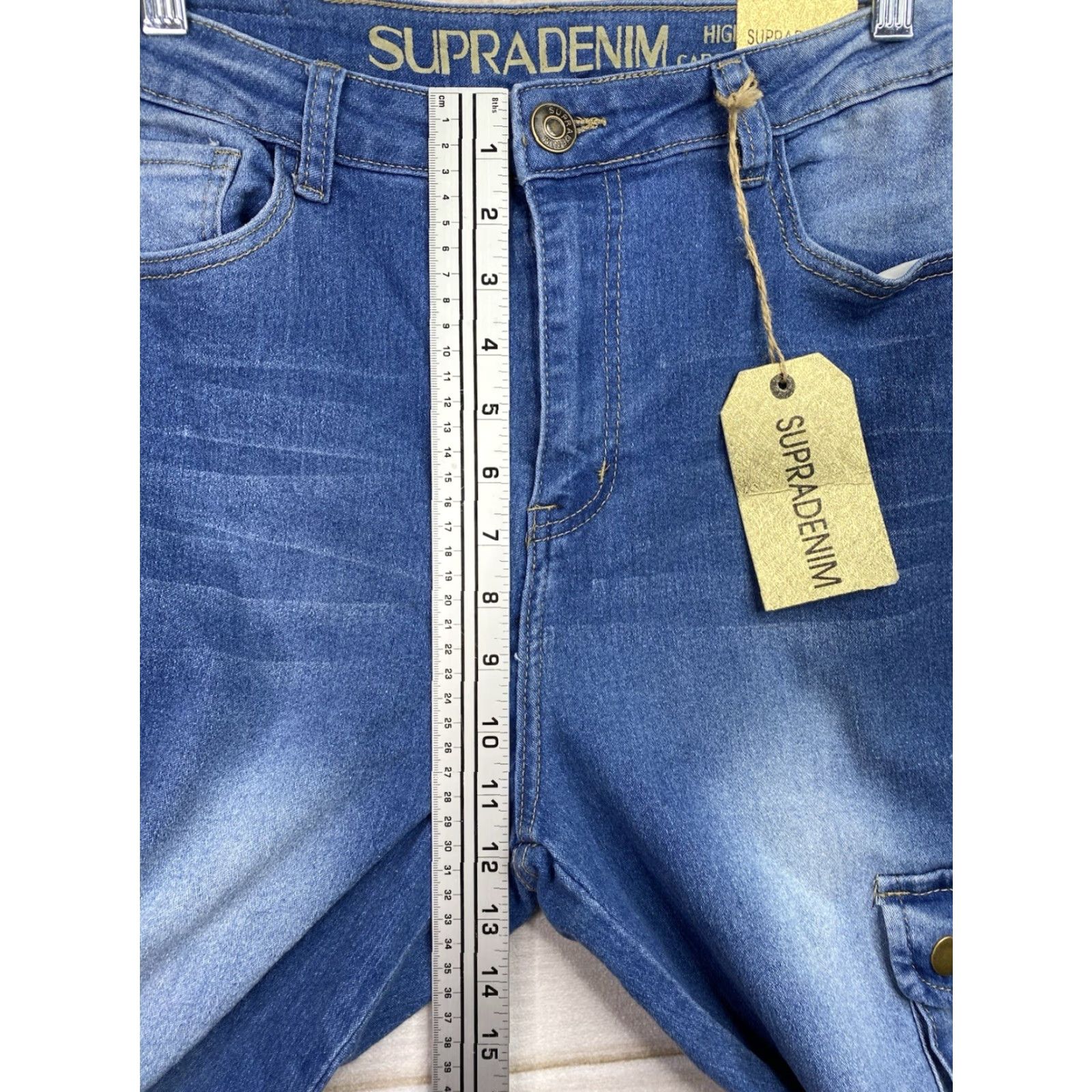 Supra SUPRA Denim 15 High Rise Jeans Distressed Dark Wash 5-Pocket Cotton Blend Jeans Womens Juniors Size 15 Blue Stretch NWT Size 36" / US 14 / IT 50 - 4 Thumbnail
