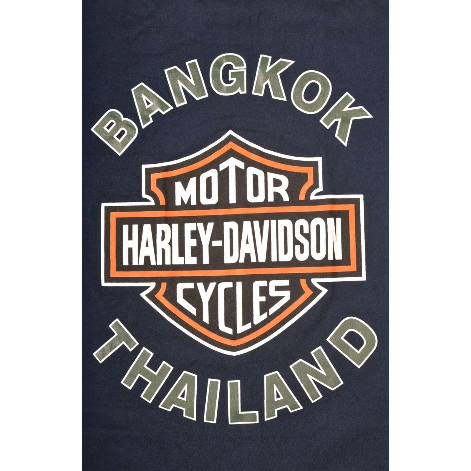 Harley Davidson VINTAGE Harley-Davidson T-Shirt Mens L Blue Back Logo Bangkok Thailand Duxtex 100% Cotton Size US L / EU 52-54 / 3 - 6 Thumbnail