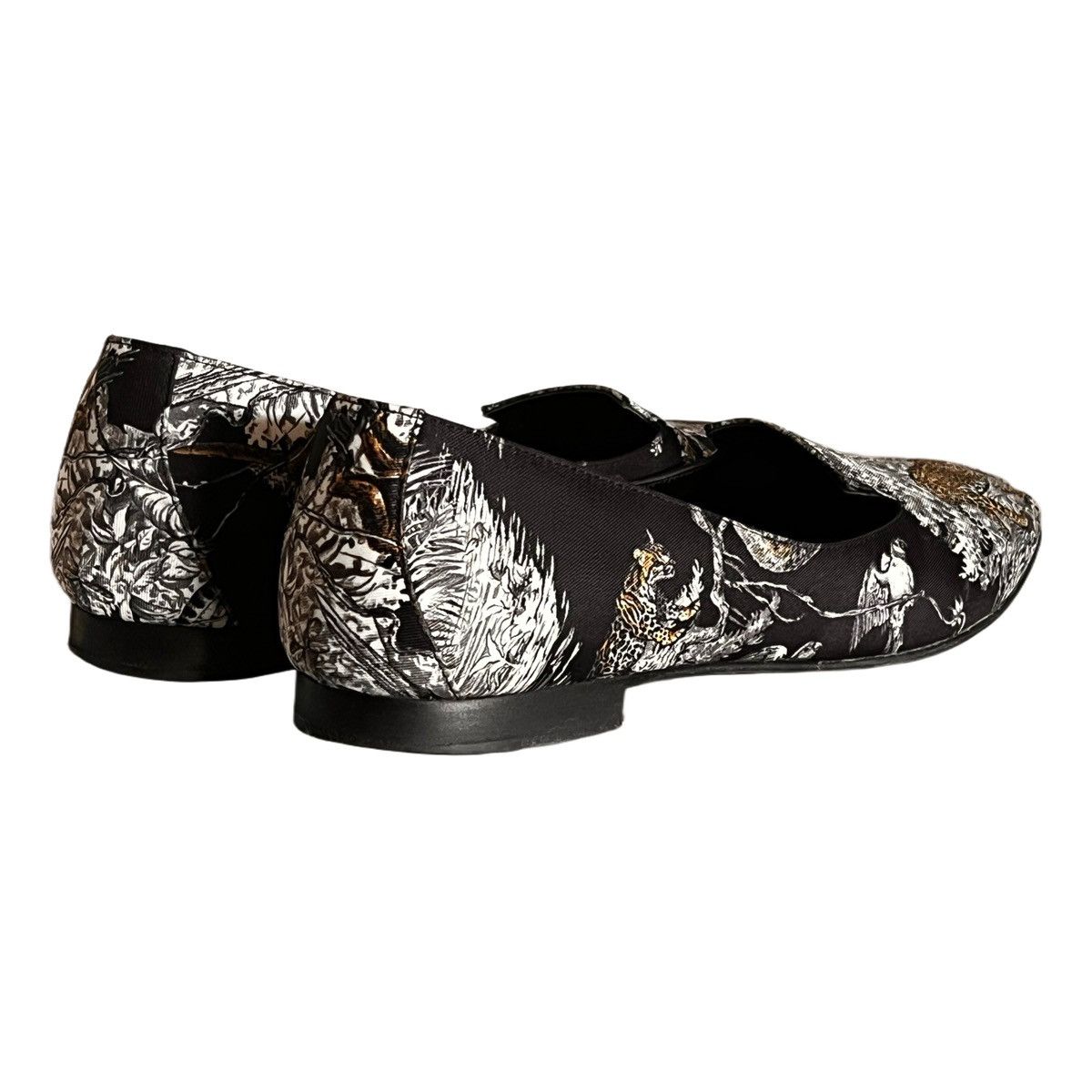 Hermes Hermès Black Printed Silk Equateur Tattoo Flat Loafers Size US 7 / IT 37 - 2 Thumbnail