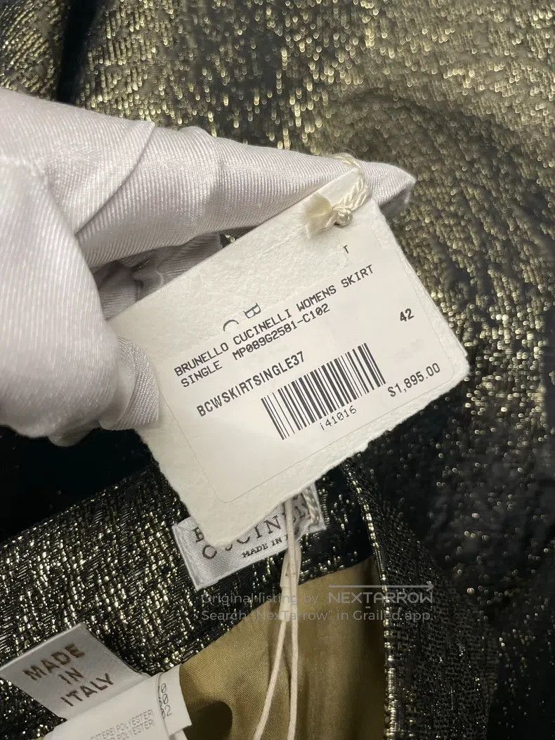 Brunello Cucinelli Brunello Cucinelli Military Green Gold Metallic Polyester Size 27" / US 4 / IT 40 - 6 Thumbnail