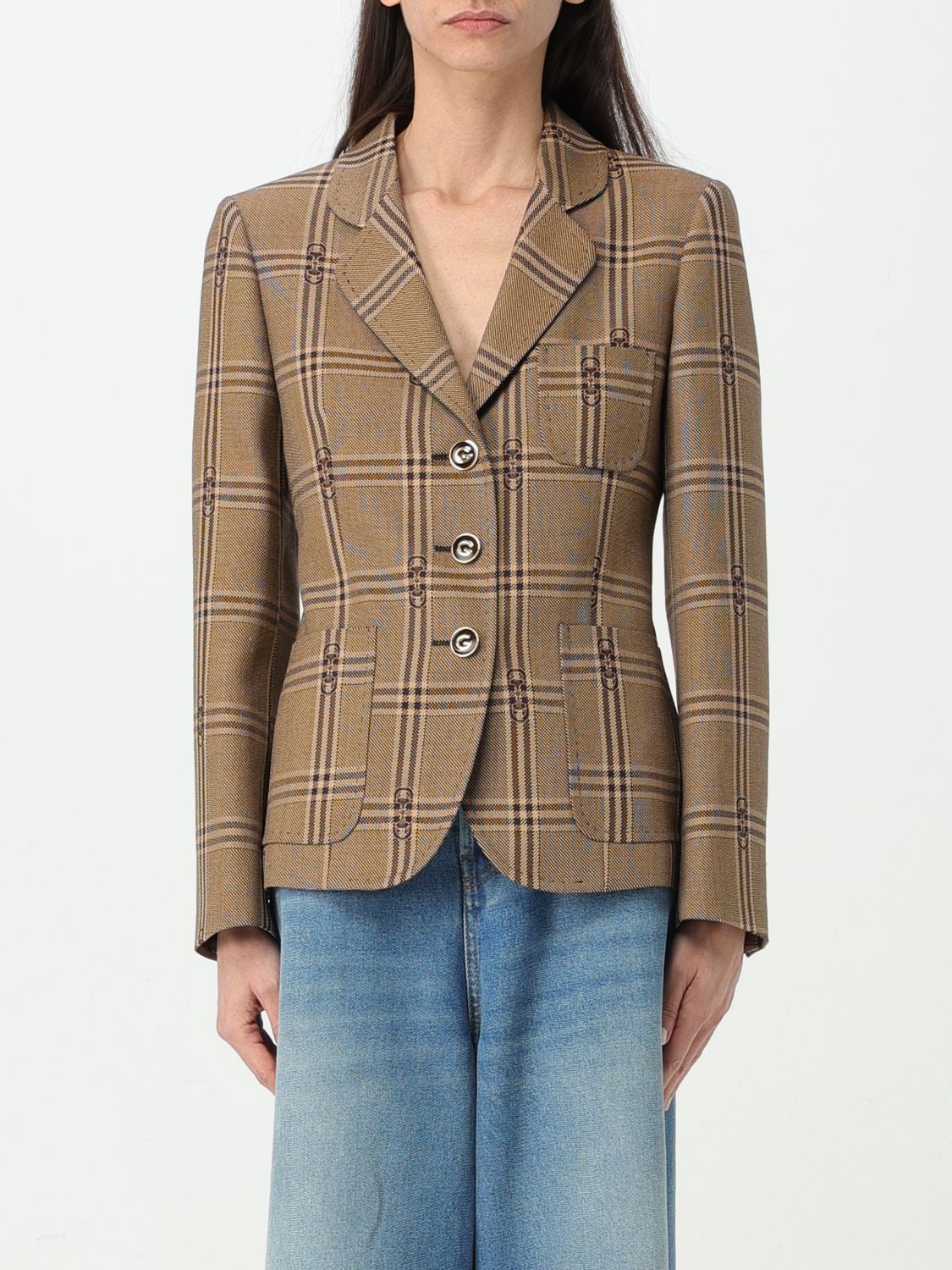 image of Gucci Blazer Woman Beige, Women's (Size Medium)