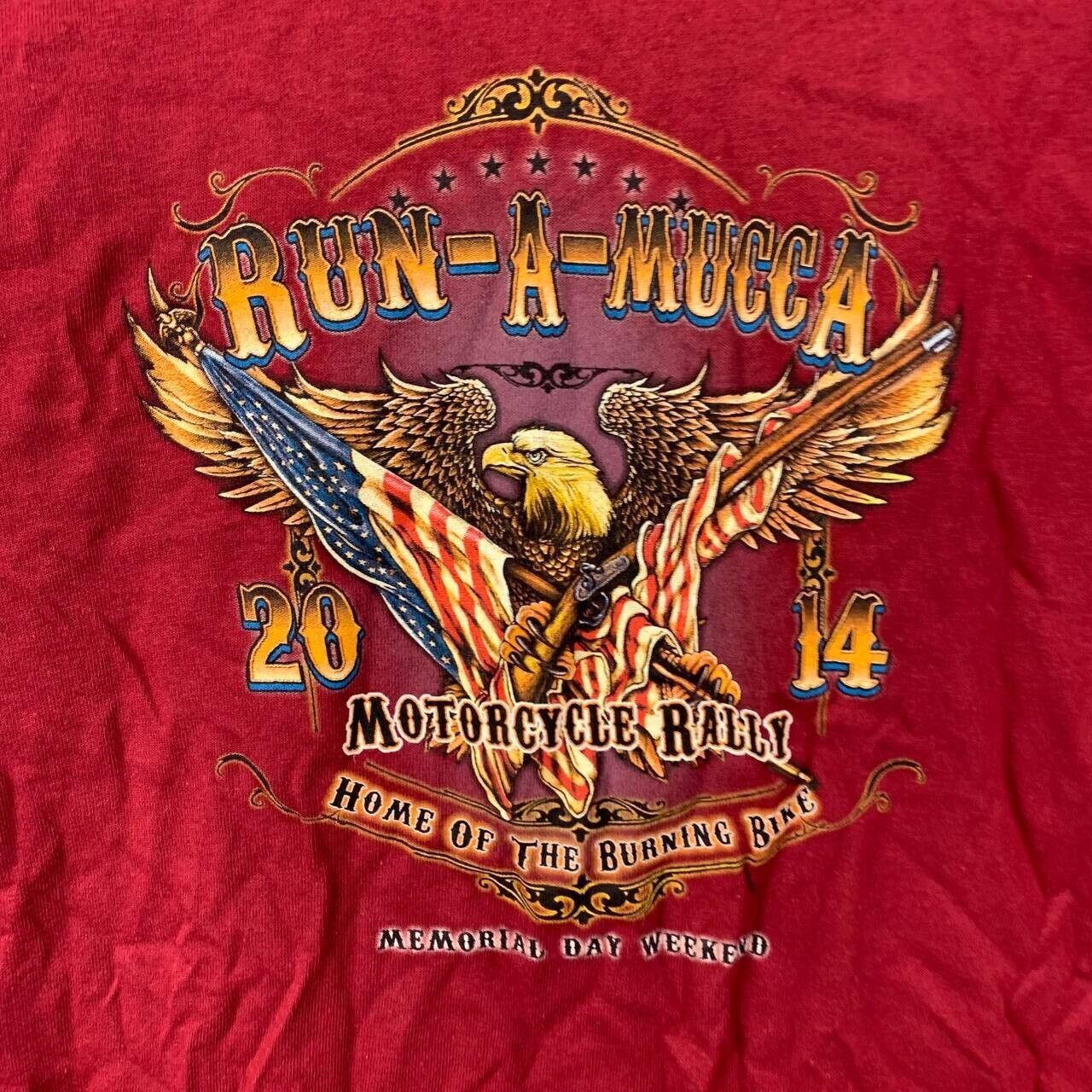 Gildan Vintage Motorcycle Rally Run-A-Mucca 2014 XL Long Sleeve Size XL / US 12-14 / IT 48-50 - 2 Thumbnail