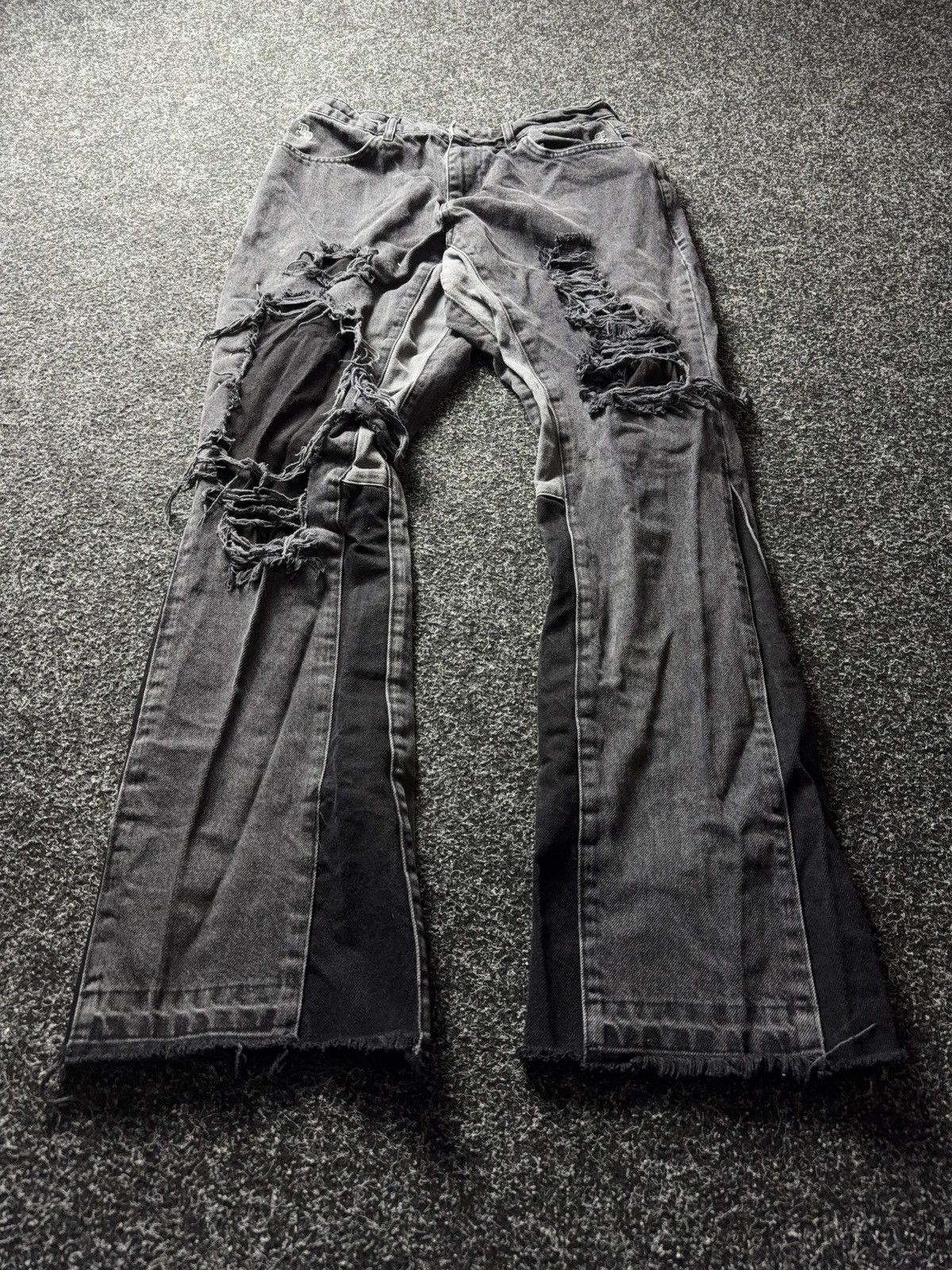 Japanese Brand Japanese Avant-Garde 00s Distressed Panel Jeans Wide Leg Y2K Size US 31 - 1 Thumbnail