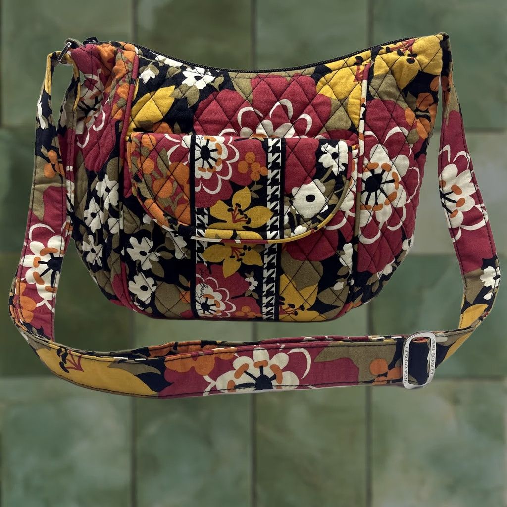 Vera Bradley Vera Bradley Crossbody Bag Hobo Womens Floral Quilted Multicolor Red Yellow Purses Size ONE SIZE - 1 Thumbnail