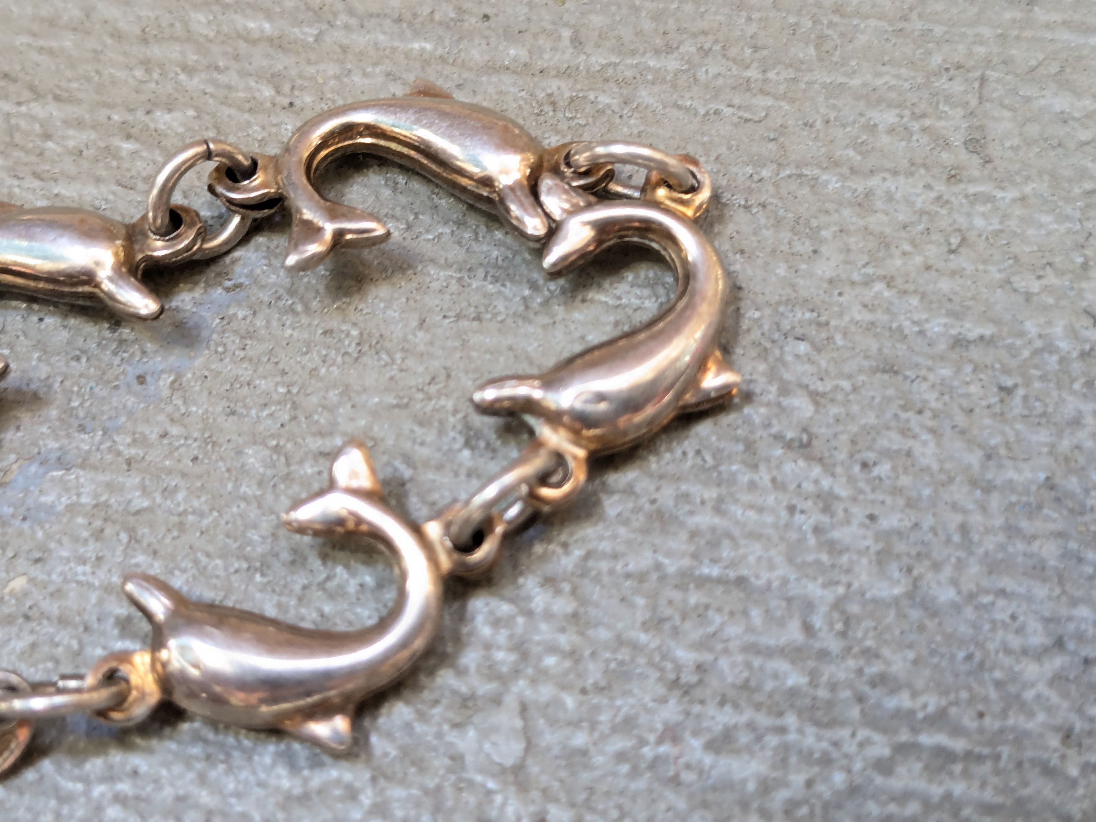 Jewelry × Vintage Vintage Sterling Silver Bracelet Dolphin Chain 7.25" Italy Size ONE SIZE - 4 Thumbnail