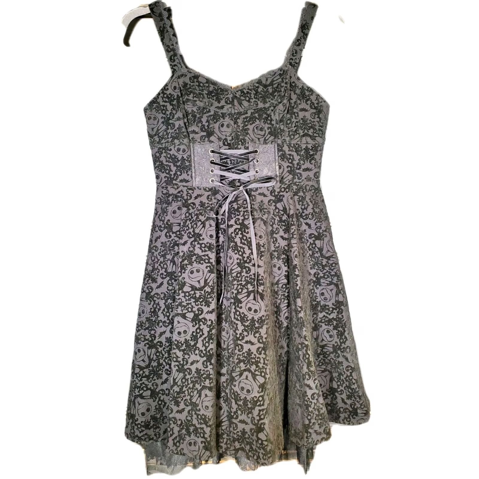 Disney Disney Junior SM Black Velvet Dress Jack Skellington Nightmare Before Christmas Size S / US 4 / IT 40 - 4 Thumbnail
