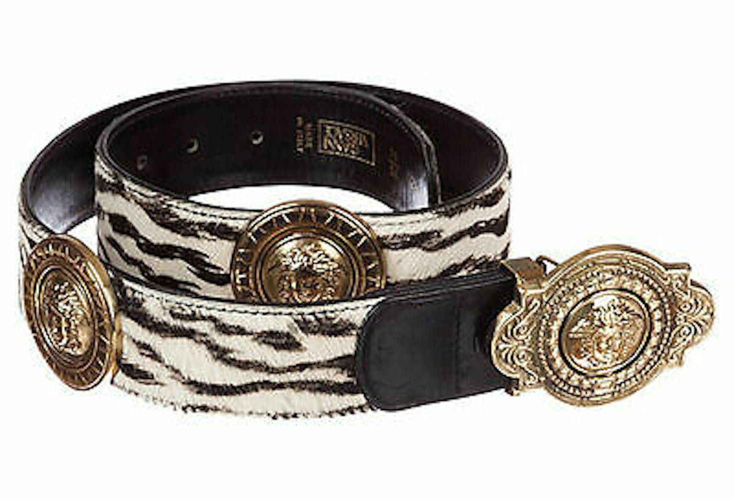 Versace Versace Medusa Zebra Print Leather Belt Size ONE SIZE - 1 Thumbnail