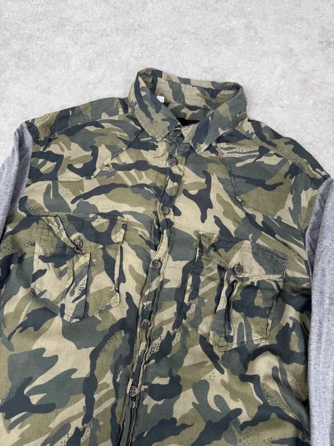 Dolce & Gabbana 2000s Dolce & Gabbana Green & Grey Camo Hybrid Shirt Size US S / EU 44-46 / 1 - 5 Thumbnail