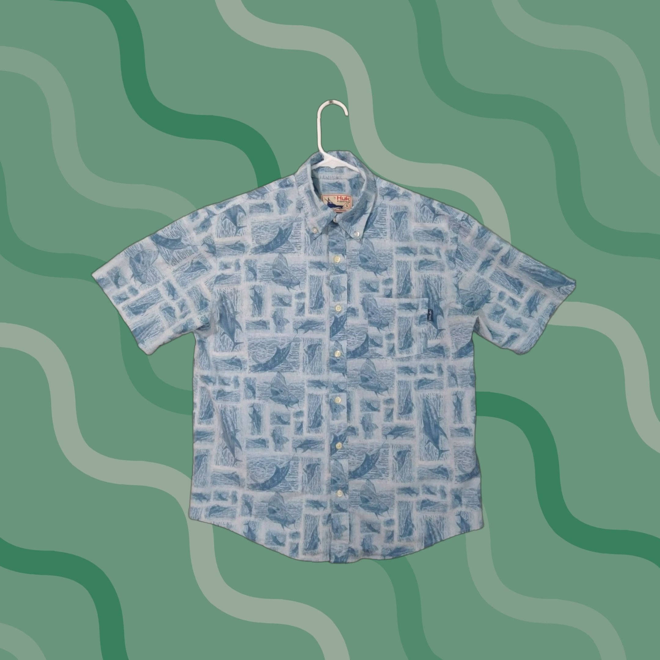 Vintage Huk Shirt Mens Small Blue Kona Stamped Short Sleeve Button Down Fishing Size US S / EU 44-46 / 1 - 1 Thumbnail