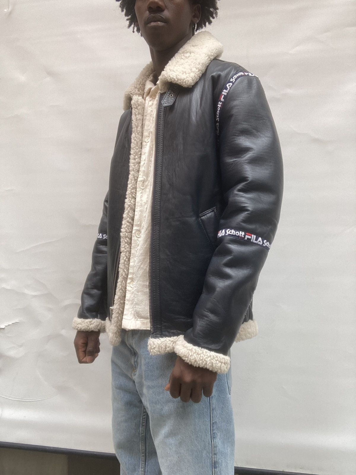 Schott Beautiful Schott Fila aviator jacket - Warm & stylish Size 42L - 7 Thumbnail