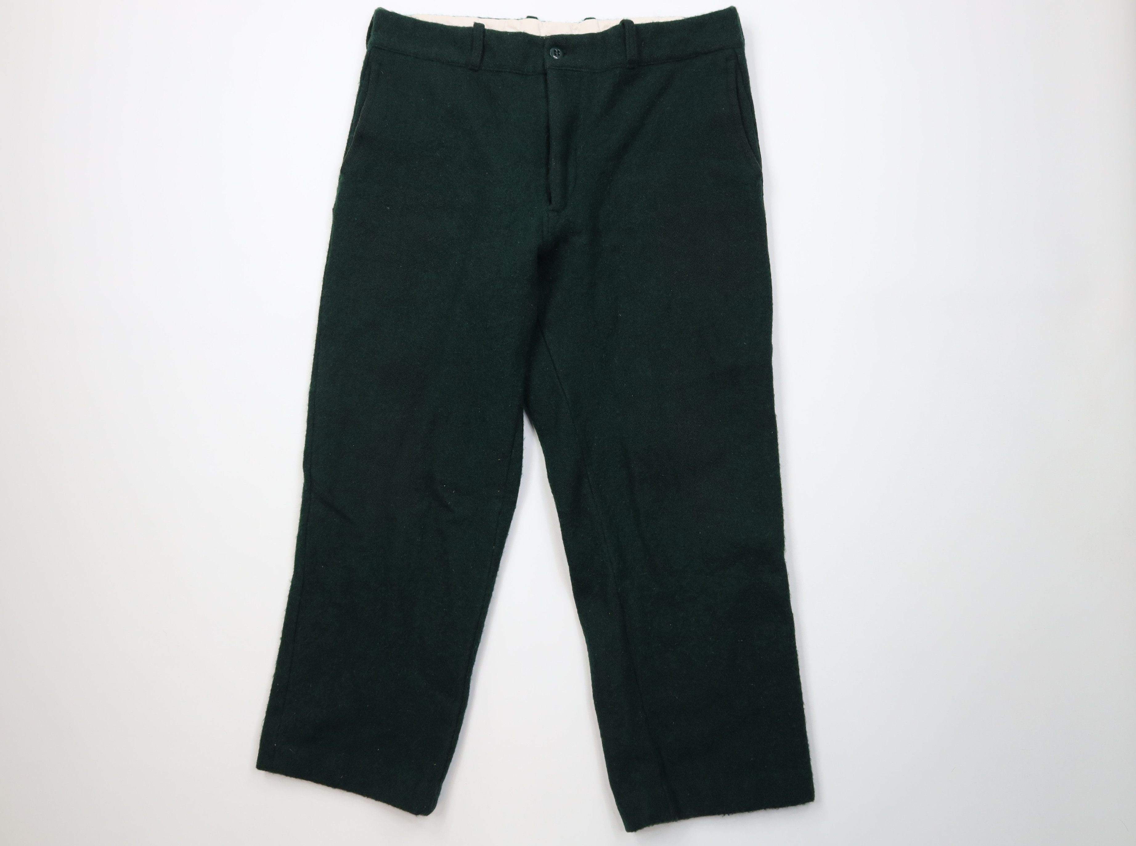 Vintage Vintage 70s Streetwear Wool Wide Leg Pants Green USA Size US 34 / EU 50 - 1 Thumbnail