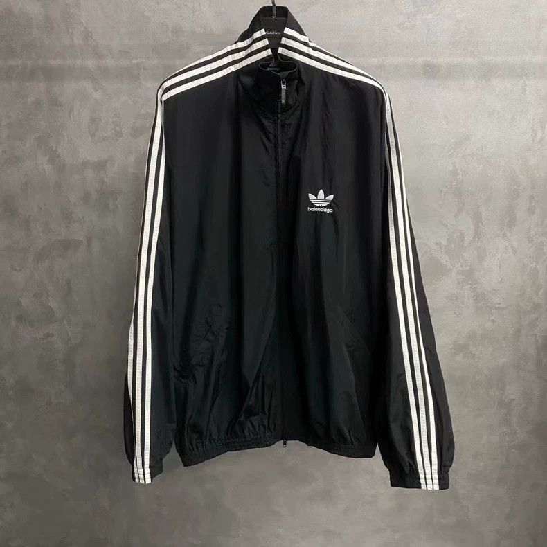 Balenciaga Balenciaga Black striped embroidered logo jacket Size US XL / EU 56 / 4 - 1 Thumbnail