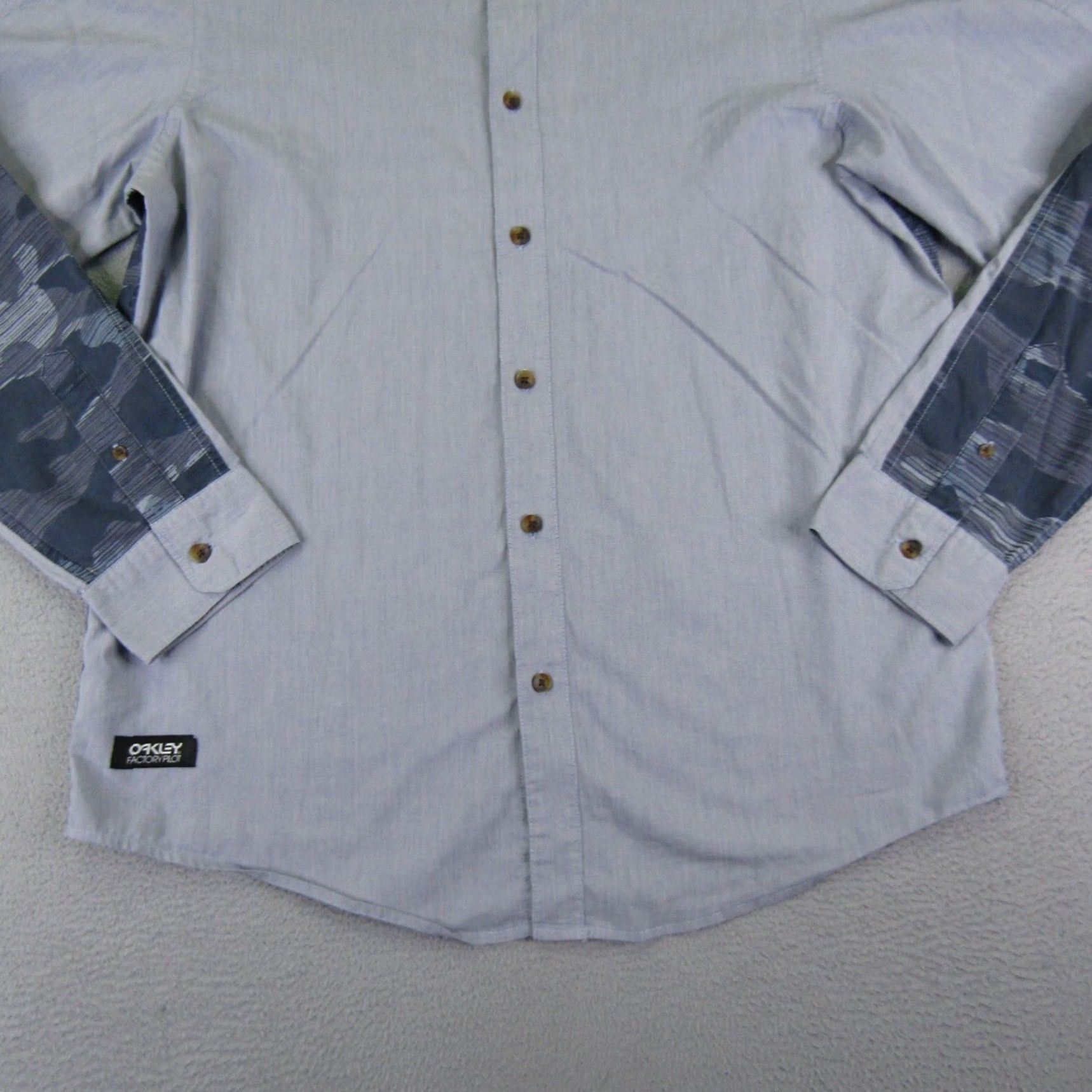 Oakley Oakley Shirt Men Large Gray Blue Camo Factory Pilot Button Up Racing Long Sleeve Size US L / EU 52-54 / 3 - 3 Thumbnail