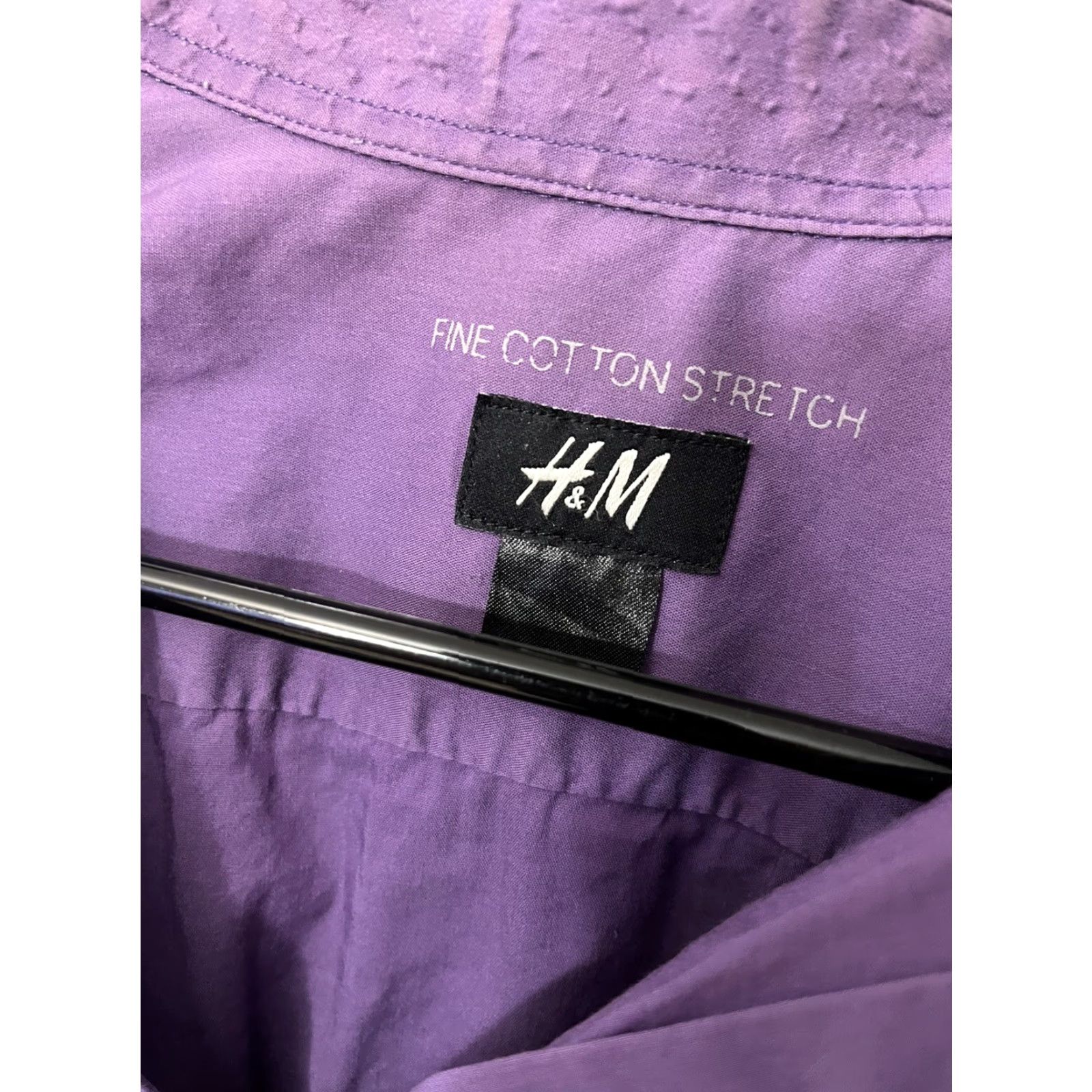 H&M H&M Button-Up Long-Sleeve Dress Shirt Purple Size Large - Men - Fine Stretch Easy-Iron - Slim - Classic - Button-Down Collar Size 42R - 3 Thumbnail
