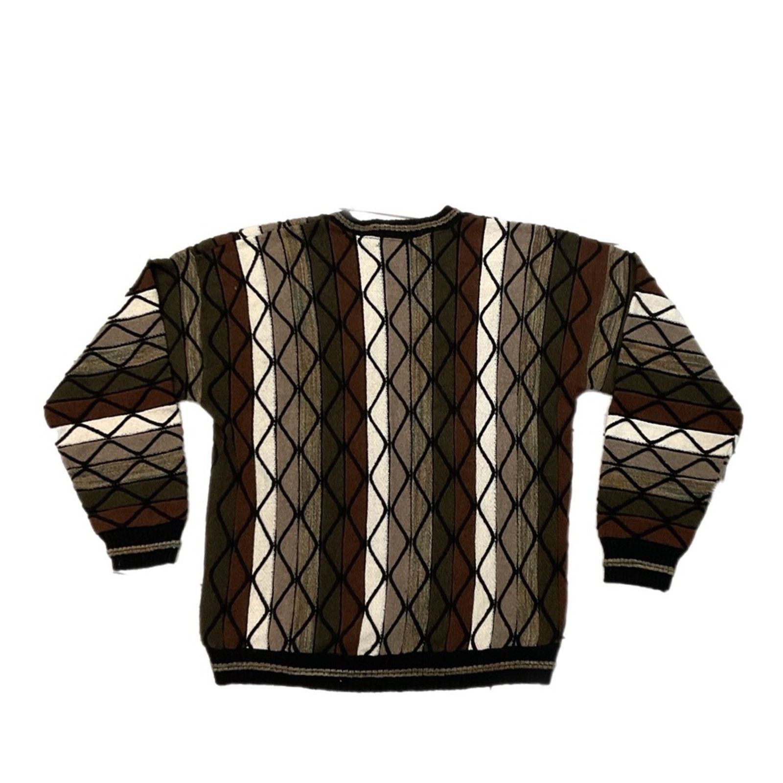 Bachrach Vintage 90s Bachrach 3D Coogi Style Brown Sweater Size US XXL / EU 58 / 5 - 2 Thumbnail