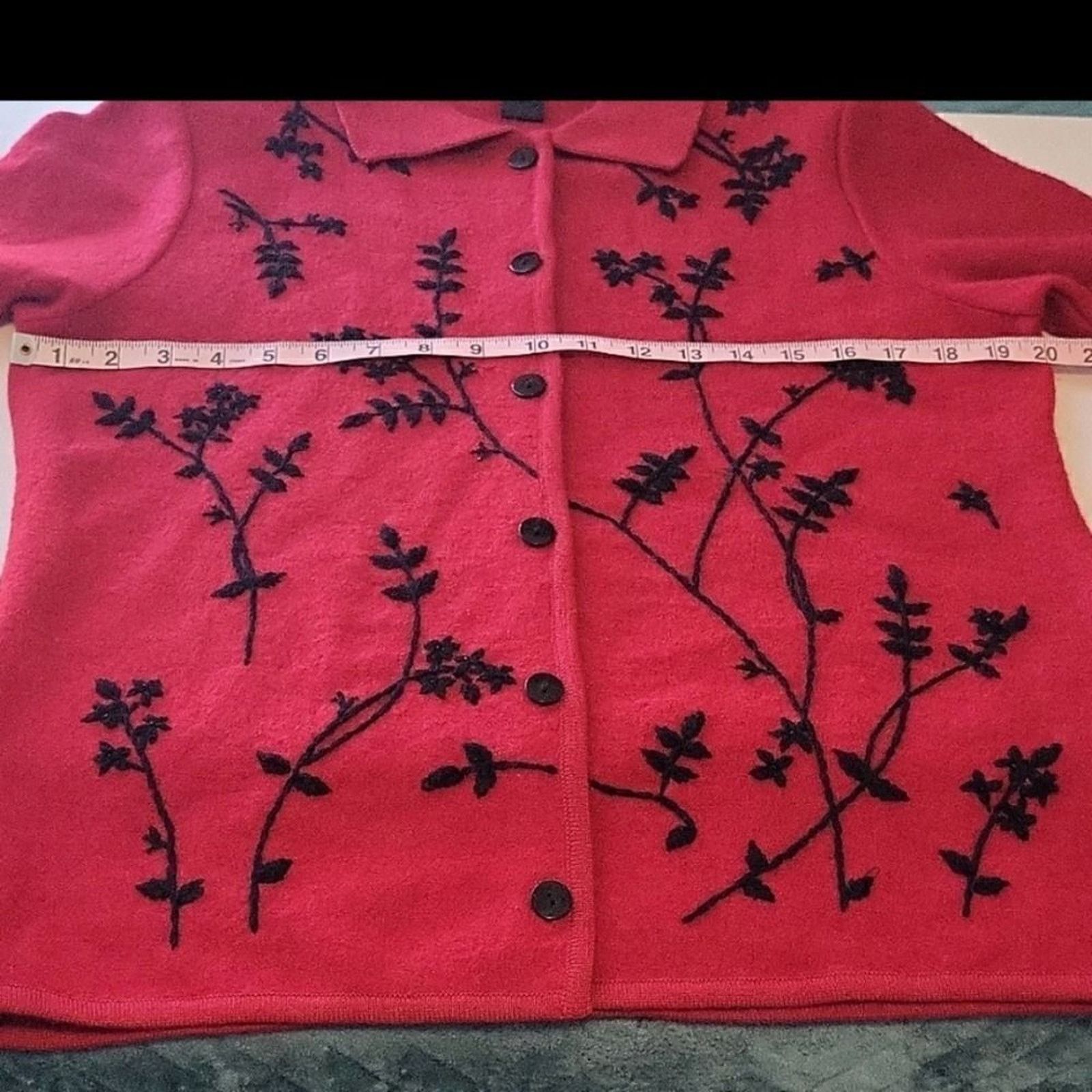 The Unbranded Brand Moonlight Bay Red Wool Jacket M Hand Embroidered Beaded Size M / US 6-8 / IT 42-44 - 8 Thumbnail