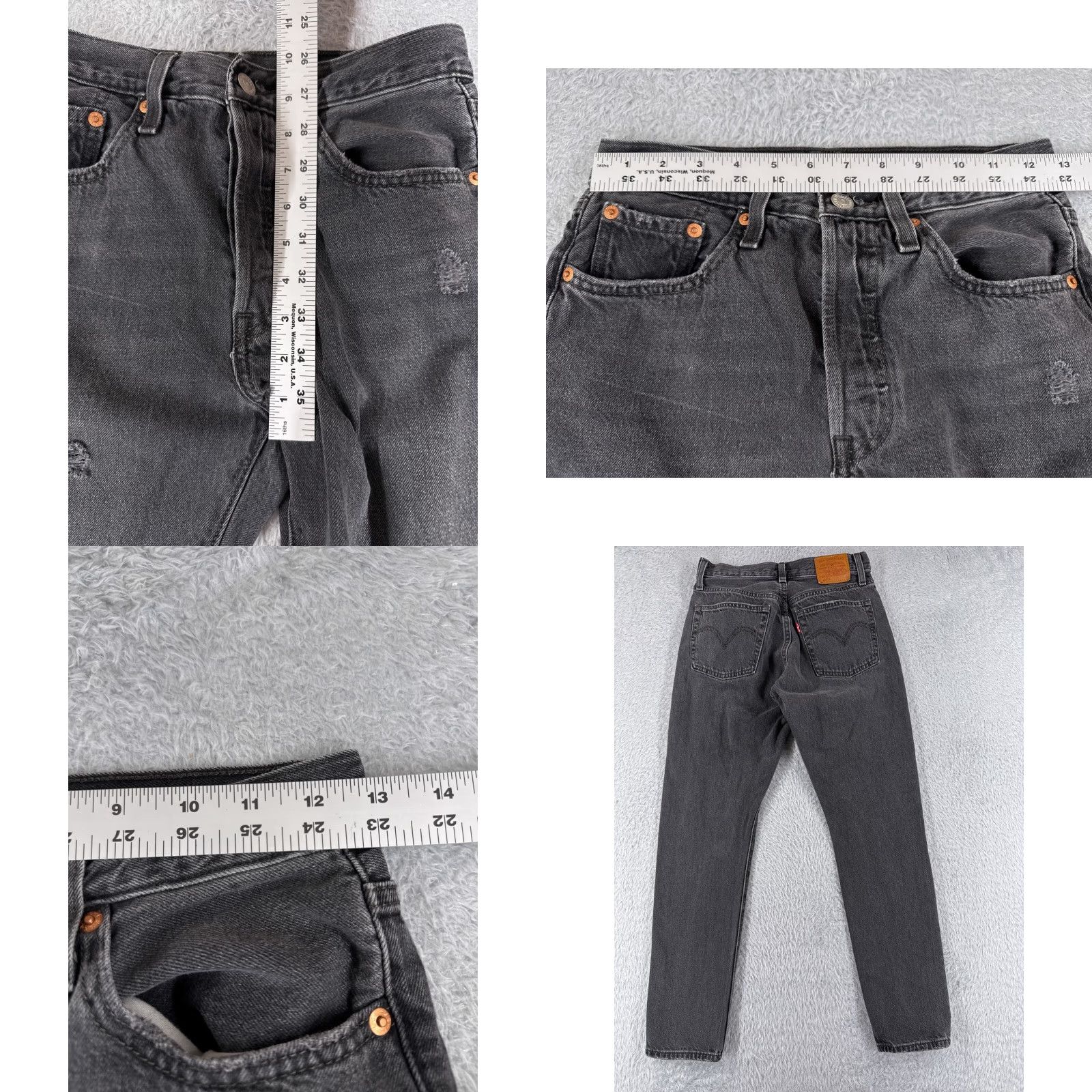 Levi's Levi's Jeans Womens 501 XX Black Denim Distressed Slim 25x27 Jeans Womens 25 Black Denim Distressed 501 XX Levi's - Vintage: No Size 42" / US 20 - 9 Thumbnail