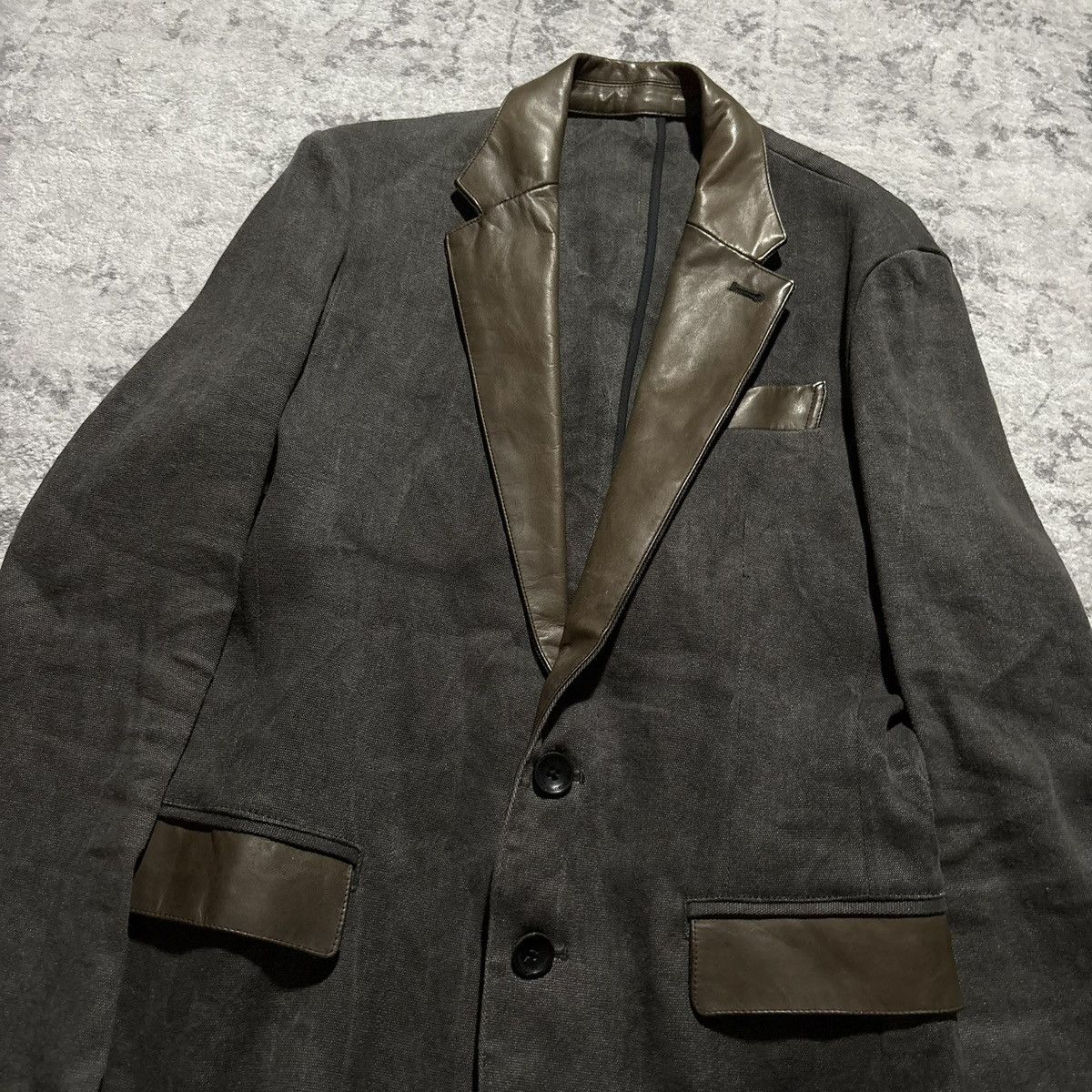 Isamu Katayama Backlash Isamu Katayama Leather Detailed Blazer Suit Jacket | Size S Size 38R - 4 Thumbnail