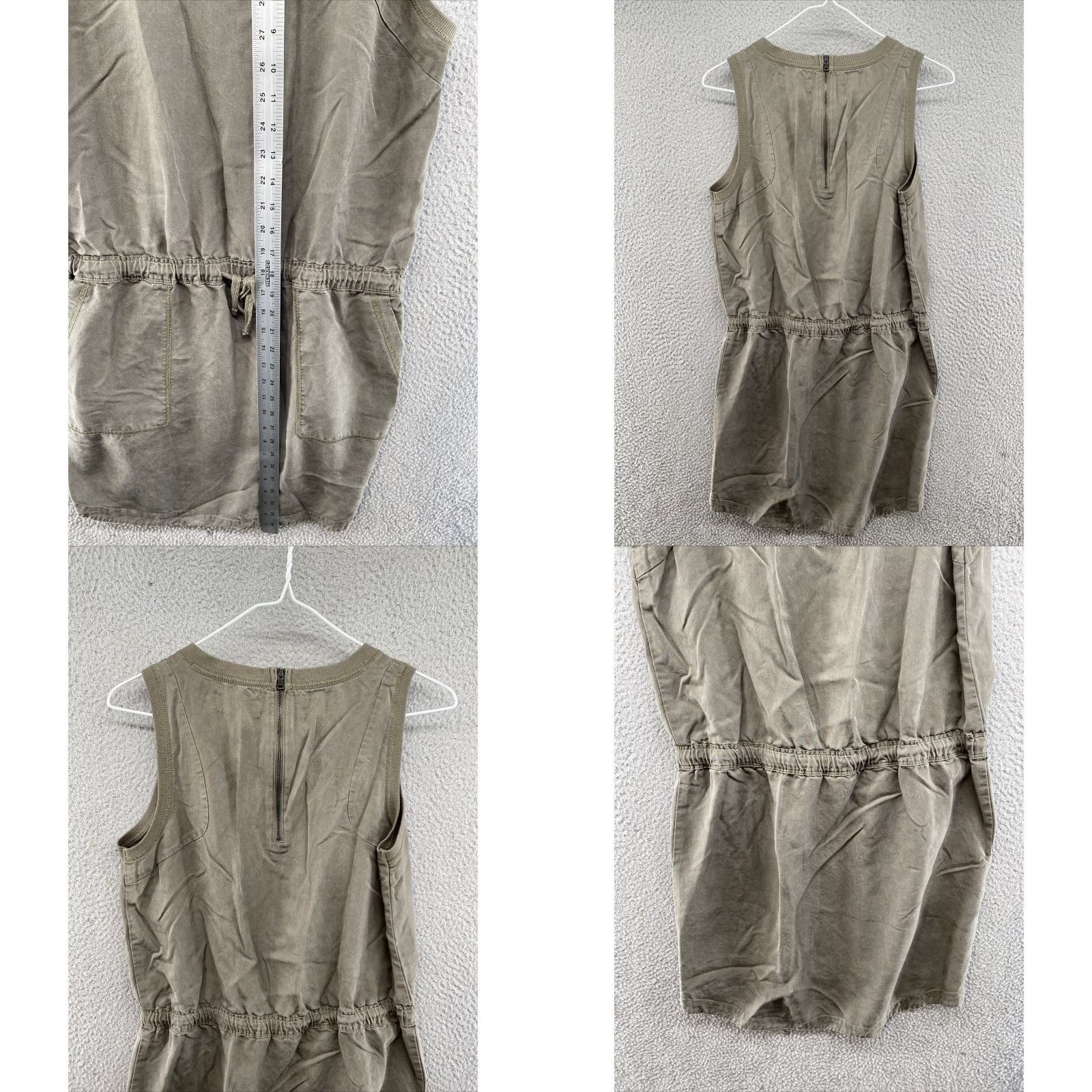 Lou & Grey Lou & Grey Green Sleeveless Tie Waist Lyocell Dress Womens S Knee Length Shirt Dress Tank Dress Casual Size S / US 4 / IT 40 - 8 Thumbnail
