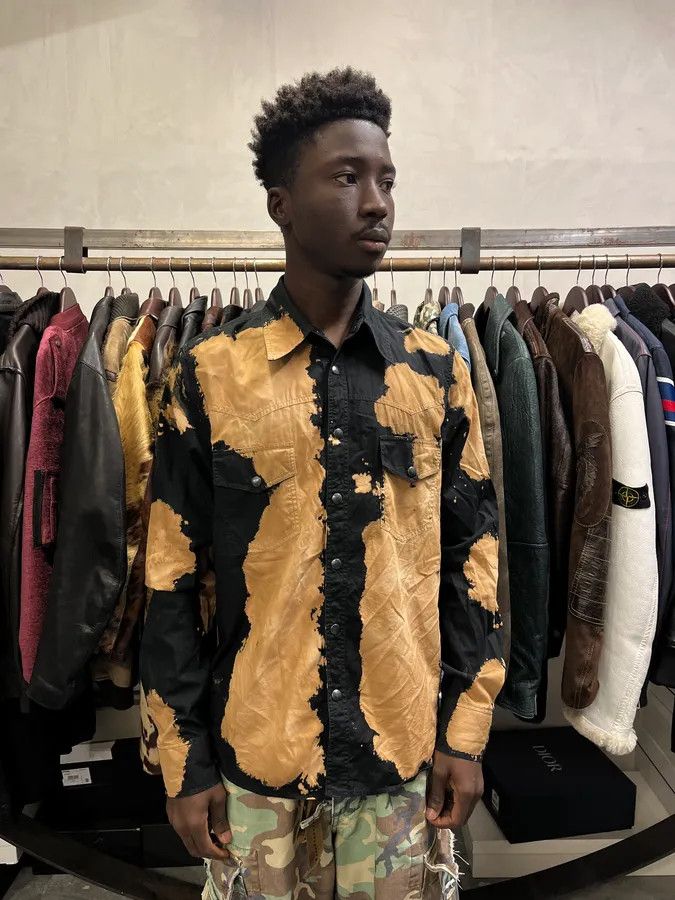 John Richmond Richmond Black & Beige Bleached Effect Shirt Size US M / EU 48-50 / 2 - 3 Thumbnail
