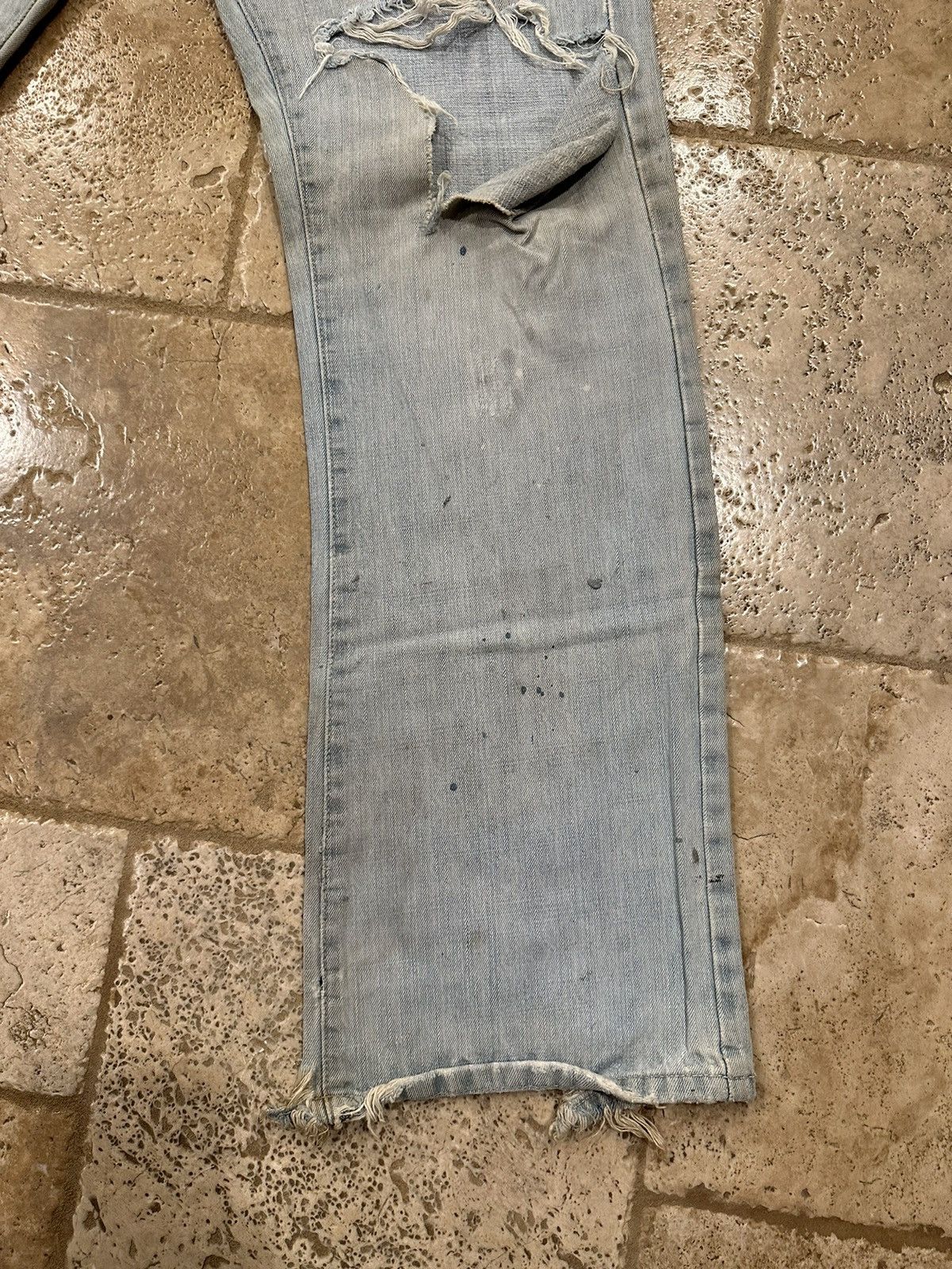 Vintage Vintage Bootcut Flare Trashed Distressed Blue Denim Jeans Size US 32 / EU 48 - 5 Thumbnail