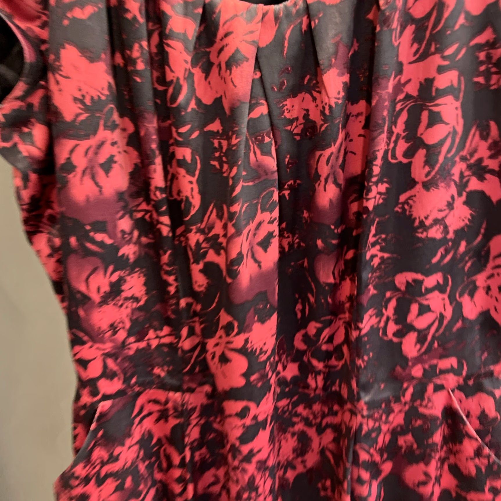 Vintage Long Tall Sally Dress Pink Gray Floral Pockets Round Neck Short Sleeves Size 16 Women Size 38" / US 16 / IT 52 - 4 Thumbnail