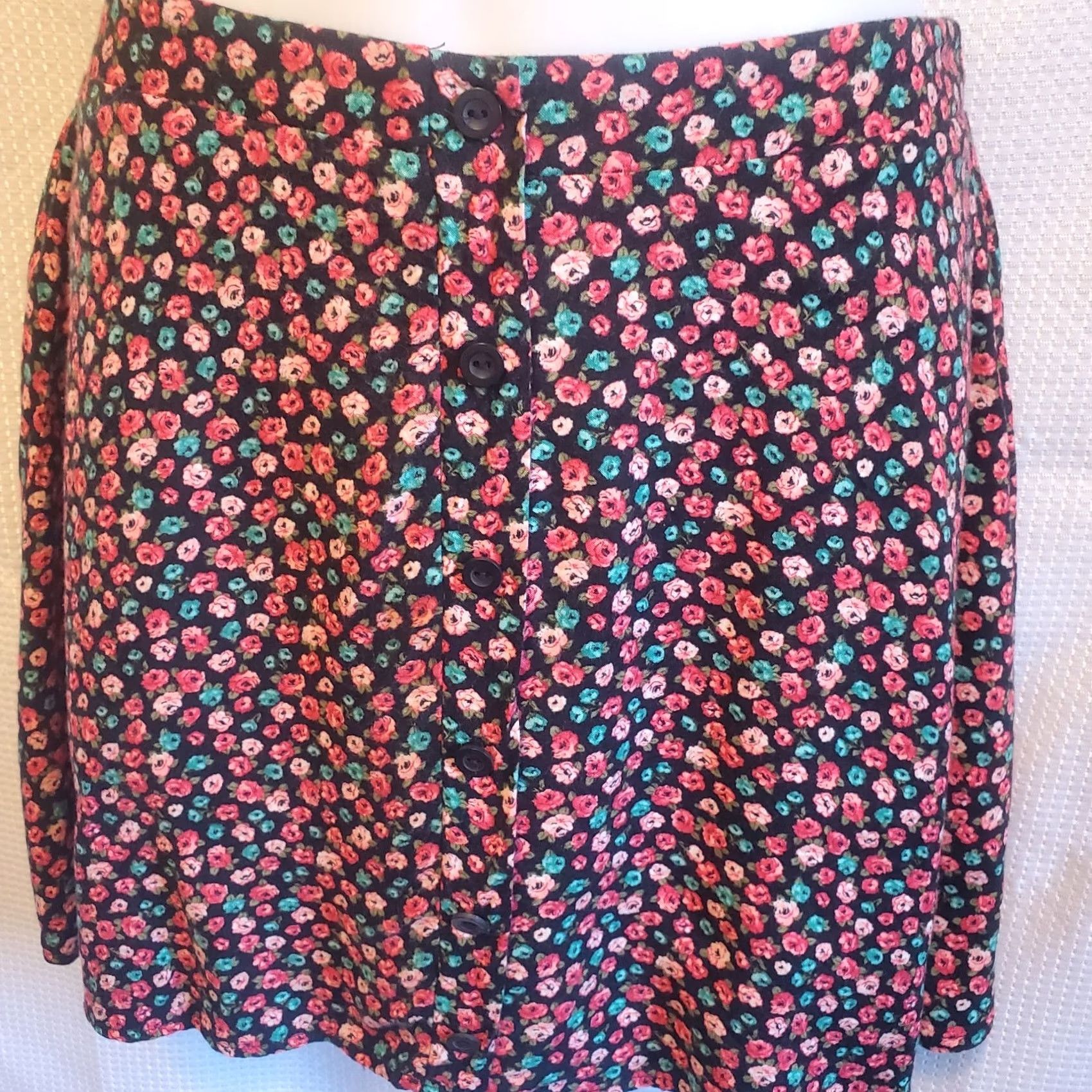 Vintage Lush Womens Skater Floral Skirt Sz M Pull On Twee Size 32" / US 10 / IT 46 - 3 Thumbnail