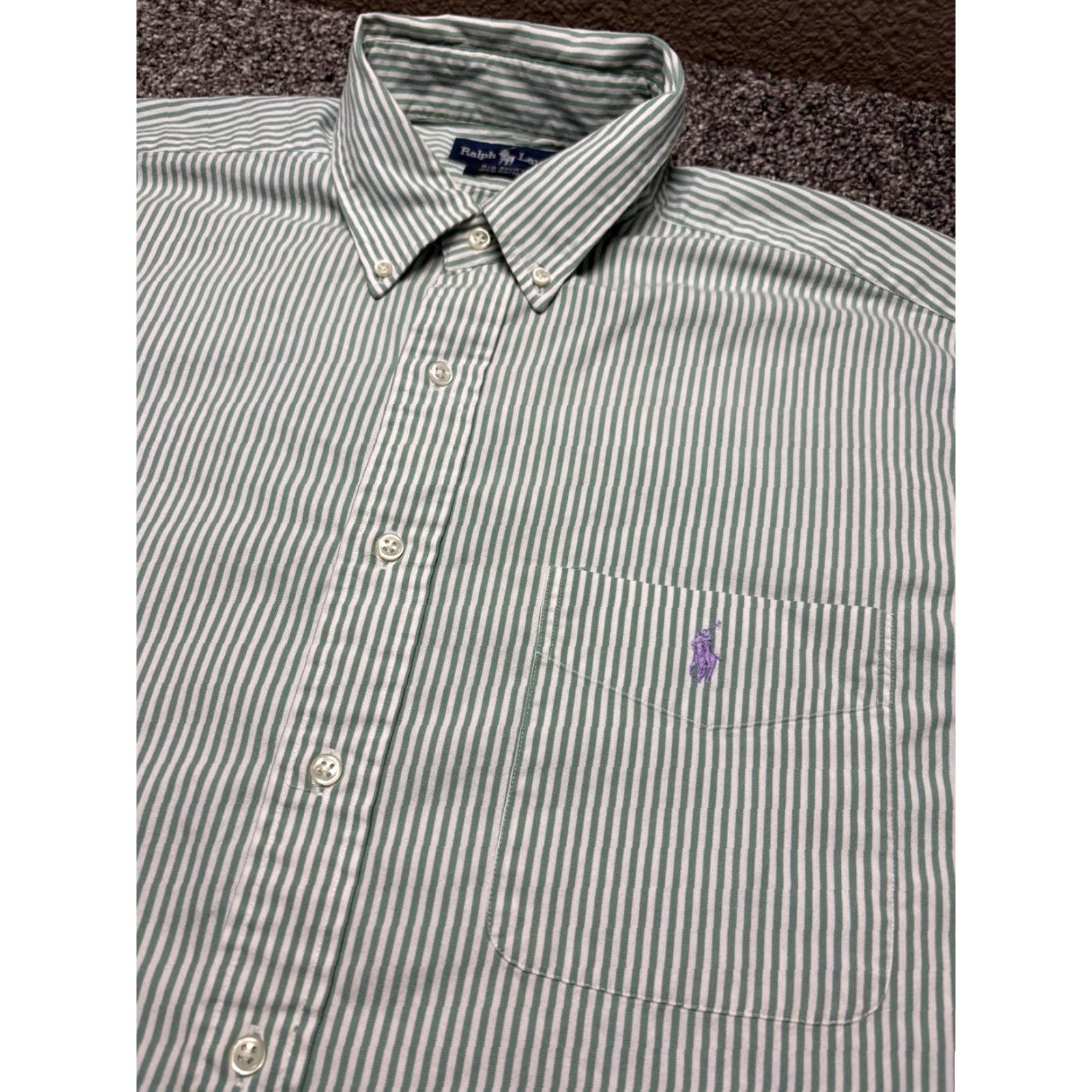 Ralph Lauren VTG Polo Ralph Lauren BIG Shirt Mens Large Green Stripe Button-Down Baggy Shirt Size US L / EU 52-54 / 3 - 3 Thumbnail