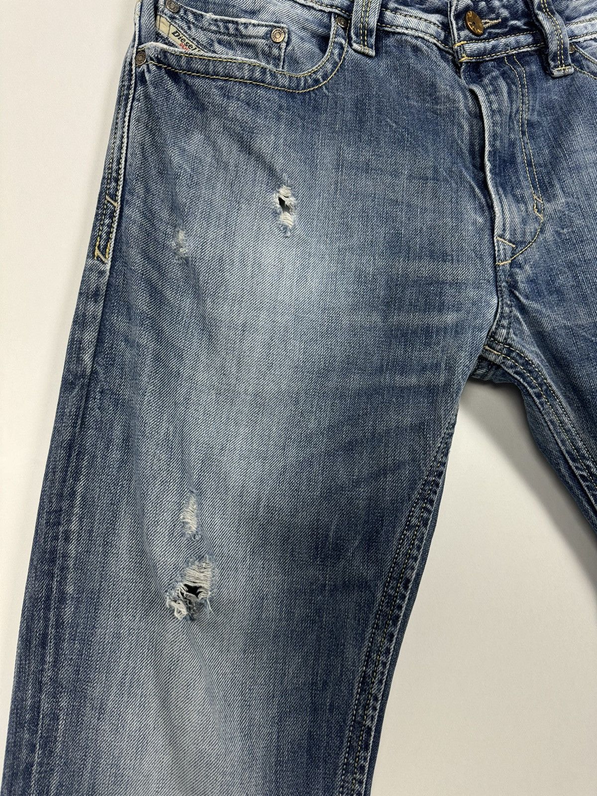 Diesel Crazy Vintage Y2K Diesel Thavar Skinny Destroyed Denim Jeans Size US 31 - 5 Thumbnail