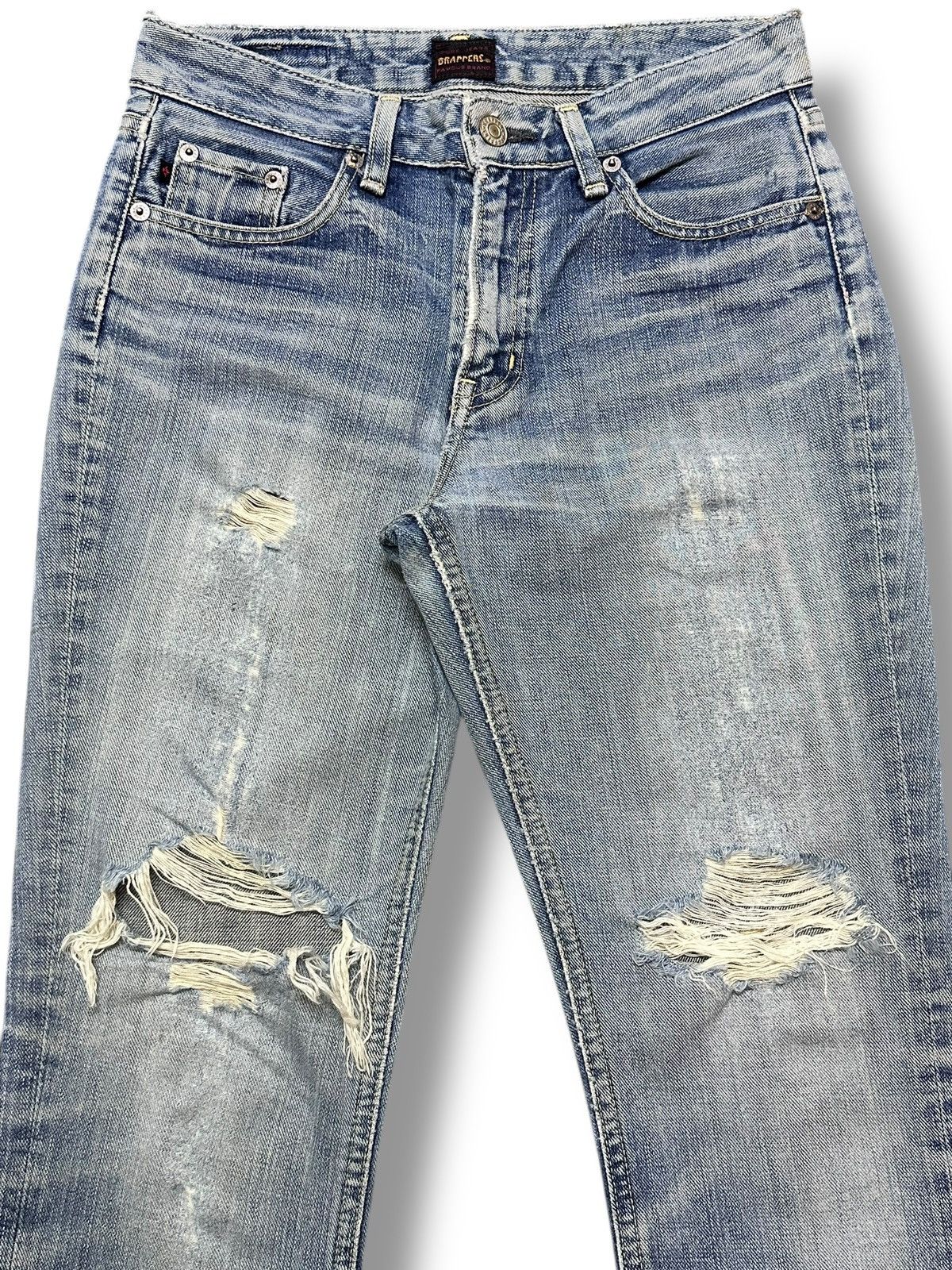 Japanese Brand Brappers Vintage Distressed Jean With Bootcut Style & Faded Size US 28 / EU 44 - 4 Thumbnail